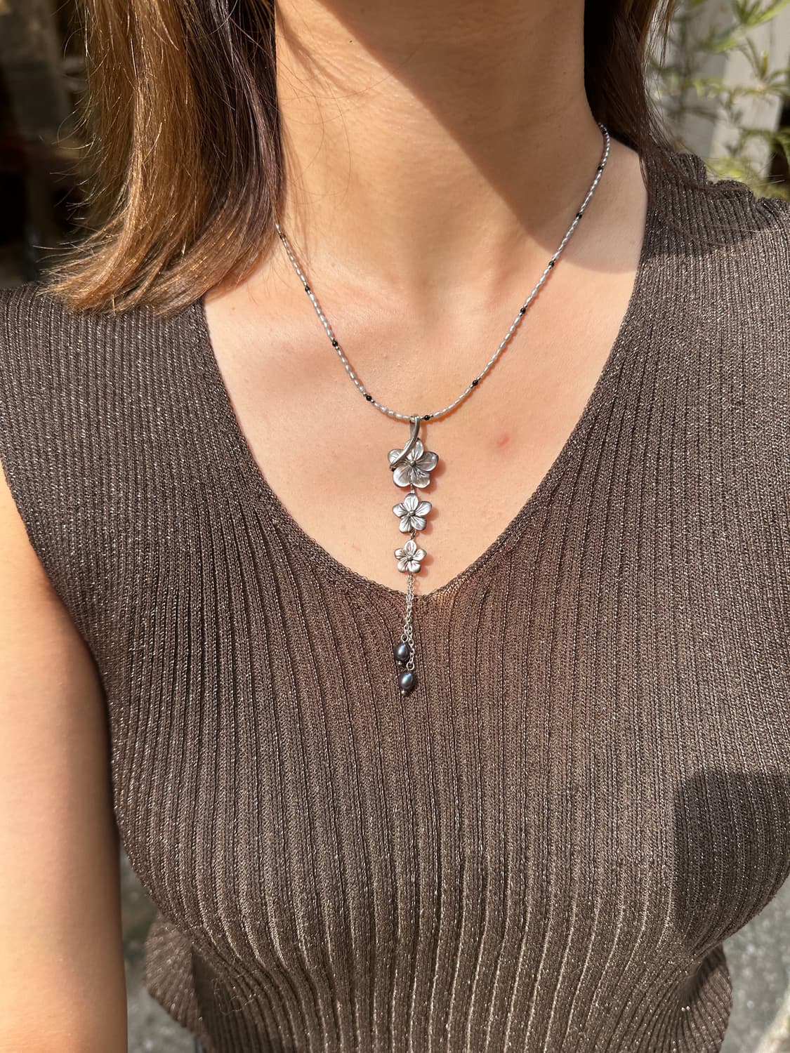 Vintage mother-of-pearl 925silver neckla 상품이미지9