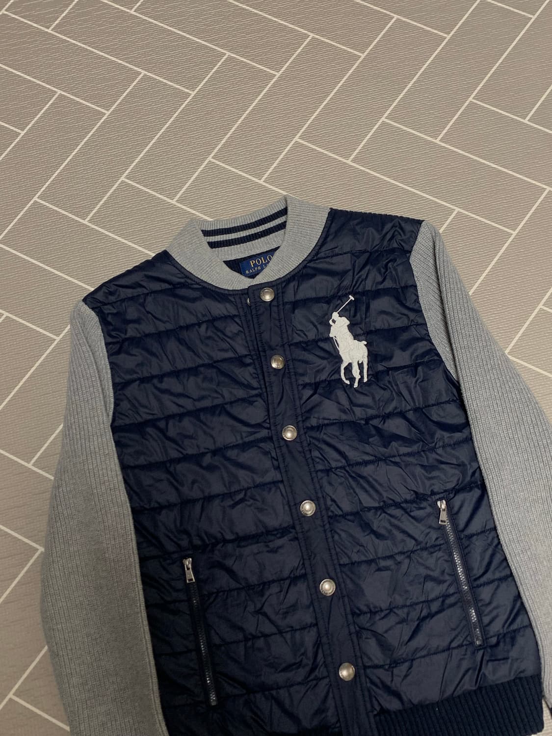 폴로 빅포니 니트패딩 네이비 그레이 상품이미지2