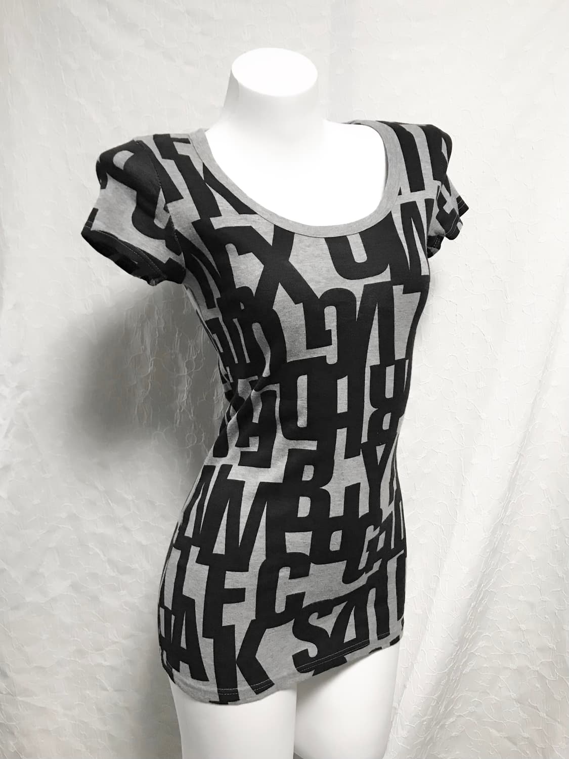 빈티지 vkei 펑크 레터링 딱붙 반소매 탑 상품이미지2