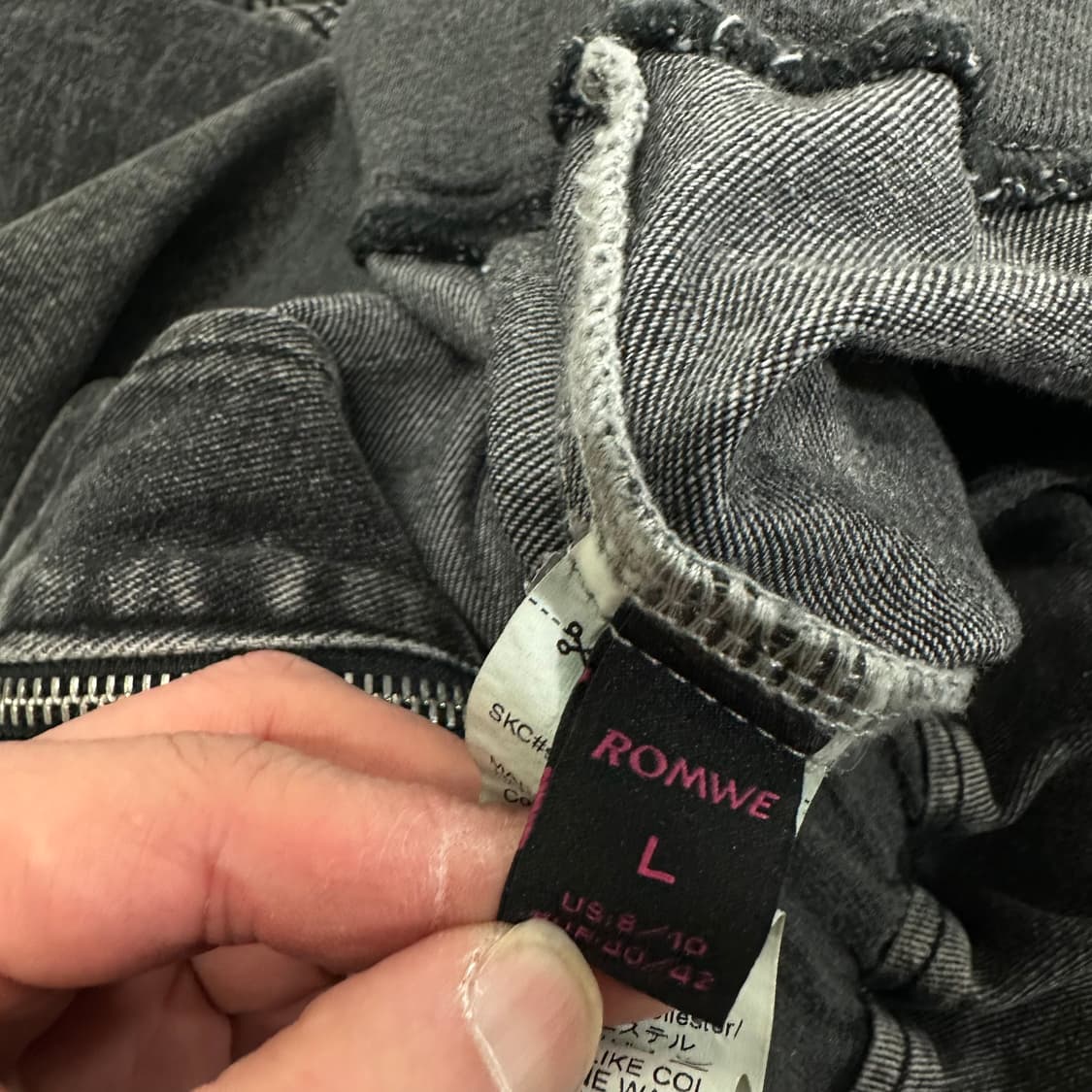 FREE ROMWE 흑청 스타 워싱 데님 후드집업 상품이미지6