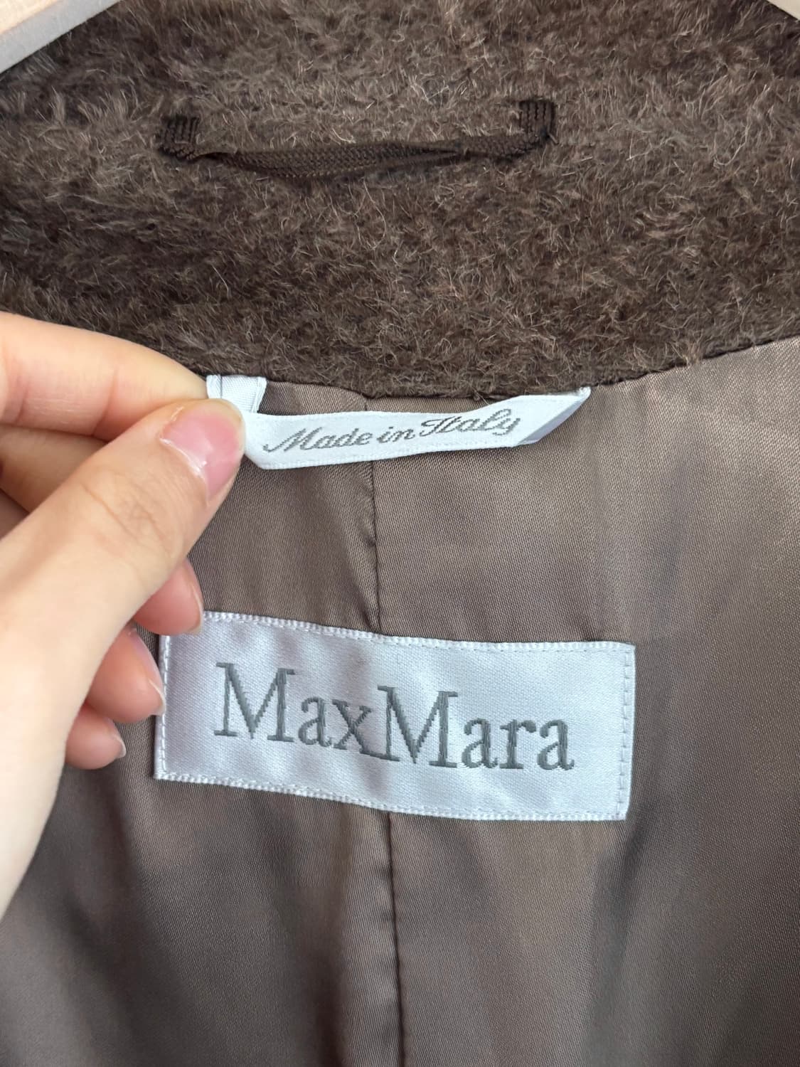 Max Mara 막스 마라 브라운 알파카 시어링 더플 롱코트 상품이미지4