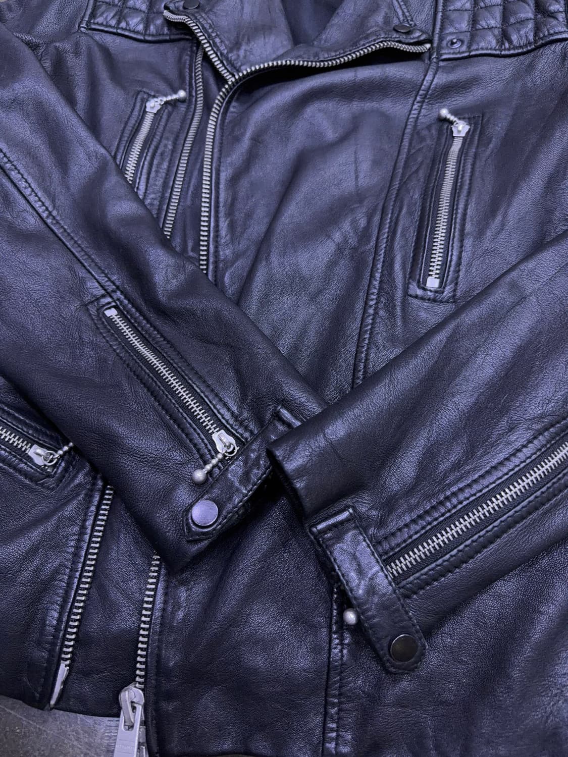 올세인츠 로울리 레더 바이커 염소 가죽자켓 M 상품이미지6