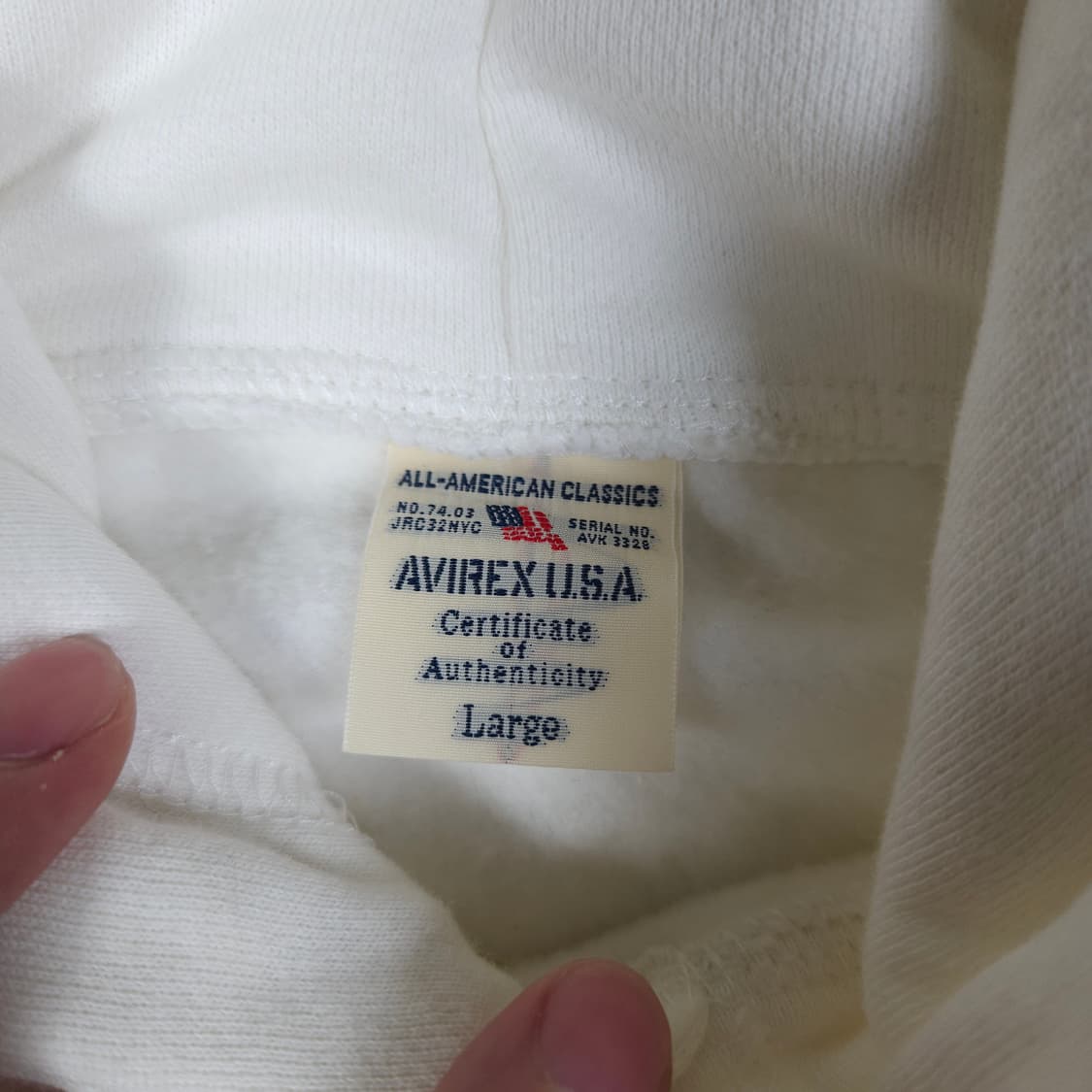 아비렉스 화이트 후드티  상품이미지3