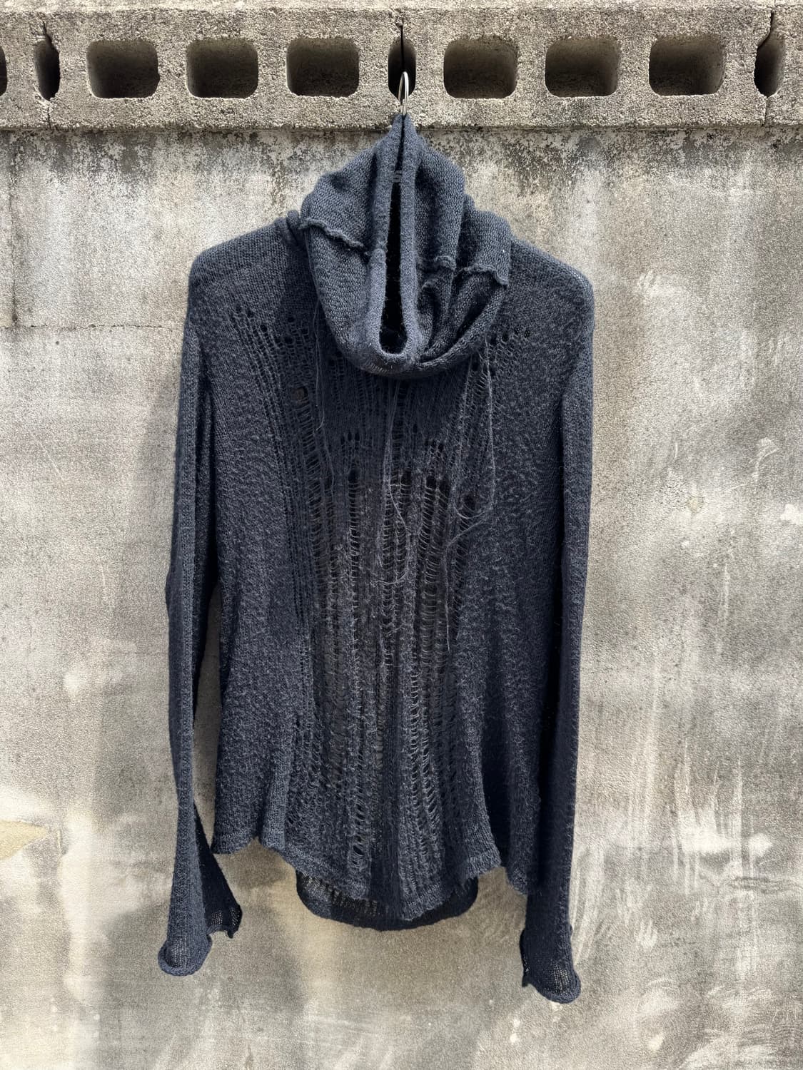 Blackmerle distressed mohair knit(black) 상품이미지1