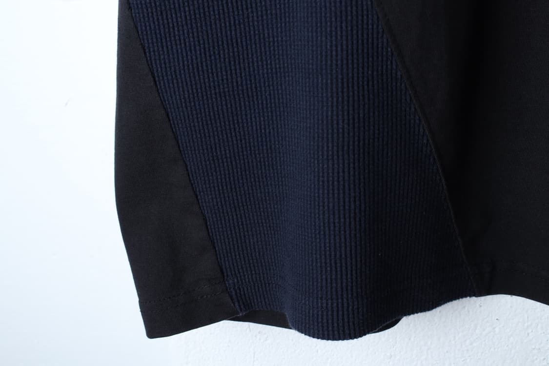 (L-2XL) 윈더 반팔 티셔츠 오버사이즈 와플 블랙 절개-H31406 상품이미지5