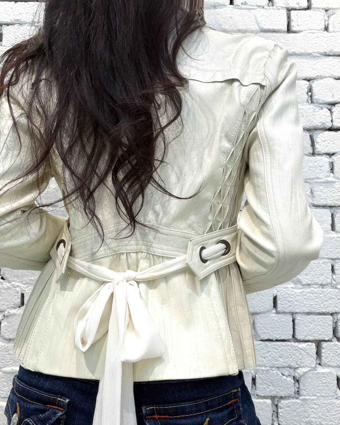 Detachable Ruffle Trim Leather Jacket 상품이미지2