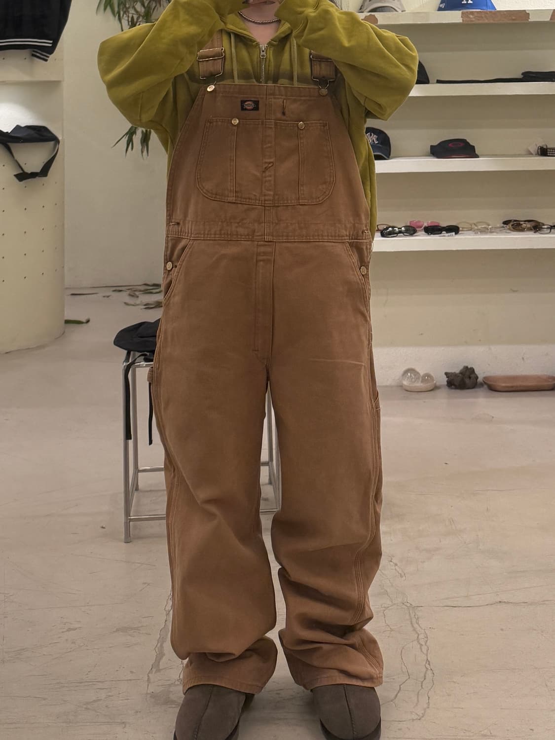 디키즈 브라운 덕 캔버스 멜빵 오버롤 U718 상품이미지1