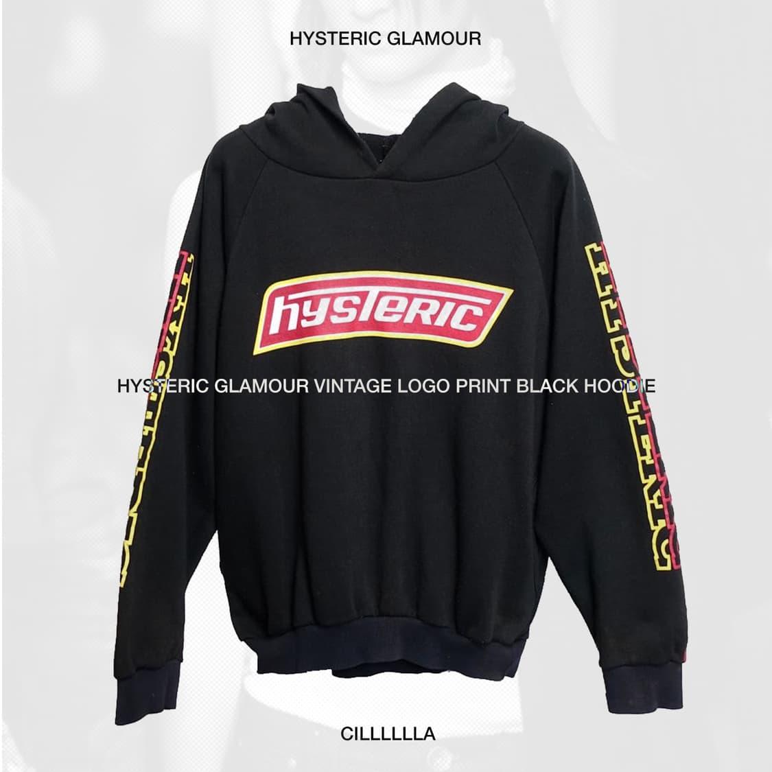 HYSTERIC GLAMOUR 빈티지 히스테릭글래머 로고 프린팅 블랙후드 상품이미지1