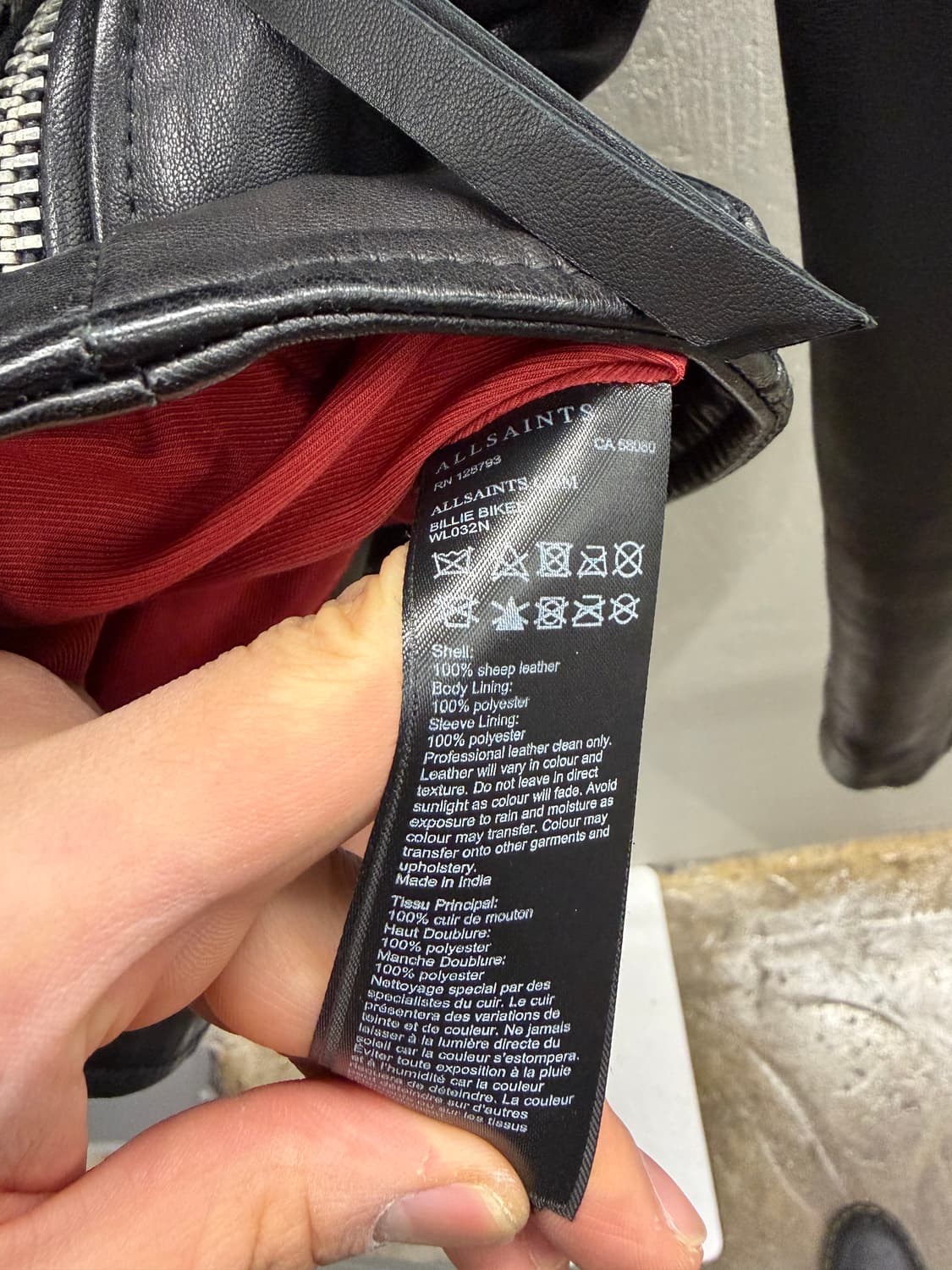 올세인츠 WILLIE BIKER 램스킨 레더자켓 S 상품이미지5