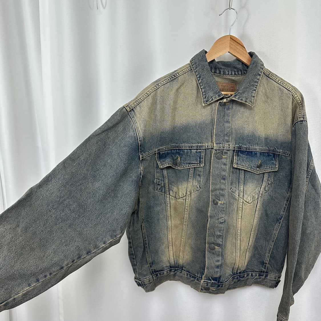 아더핏 남자 오버핏 데님 자켓 FREE 상품이미지3