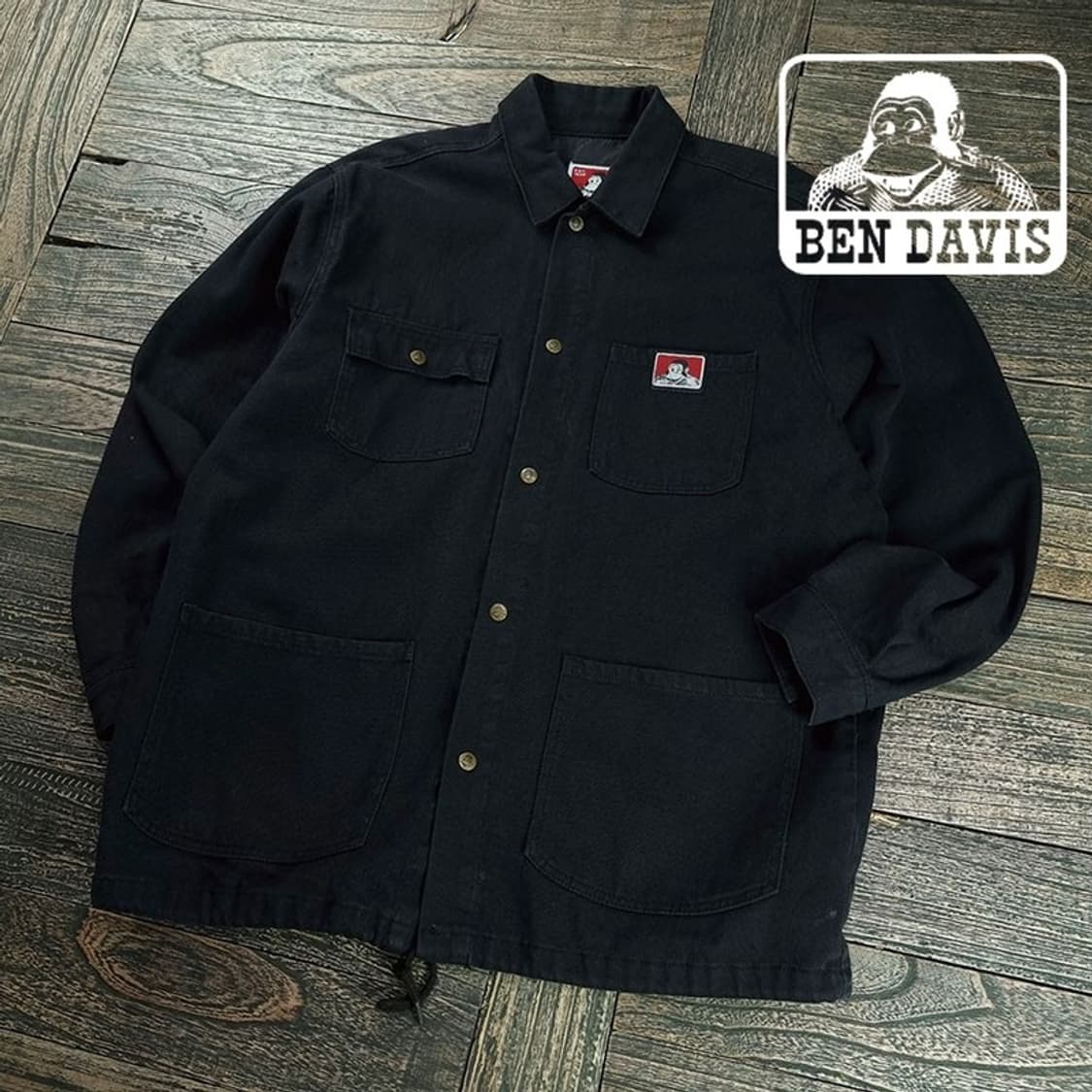 [벤데이비스] 로고 패치 커버올 워크 초어 자켓 블랙 M19642 상품이미지1