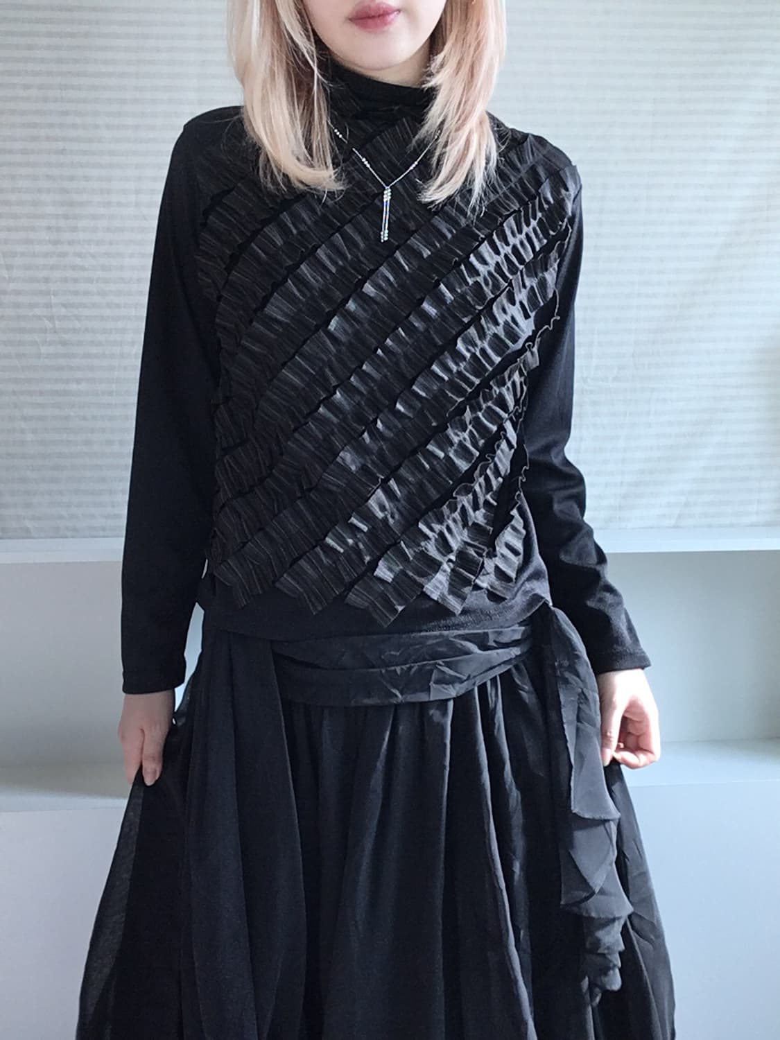 jpn vintage khaki stripe frill pullover  상품이미지1