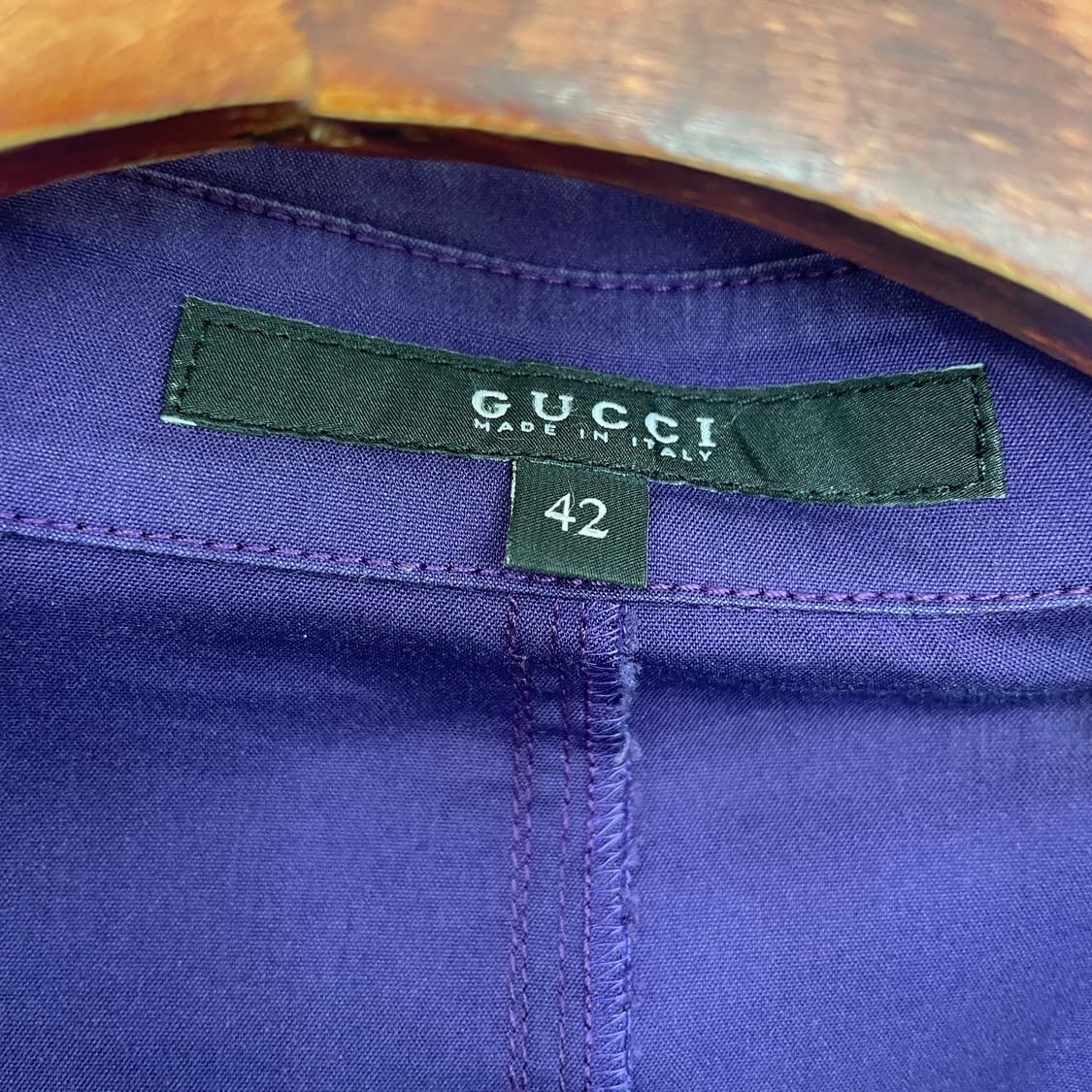 구찌 퍼플 코튼 스트레치 볼 버튼 셔츠 상품이미지7