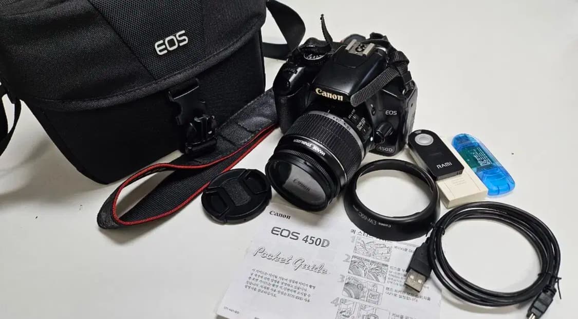 작례O 풀파츠 세트 캐논 eos 450d+렌즈+필터 등 디지털카메라 빈티 상품이미지1