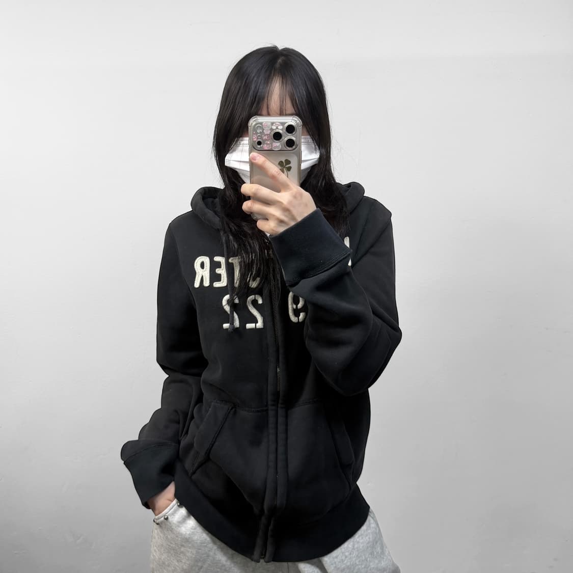 홀리스터 스펠 로고 후드집업 네이비 상품이미지1