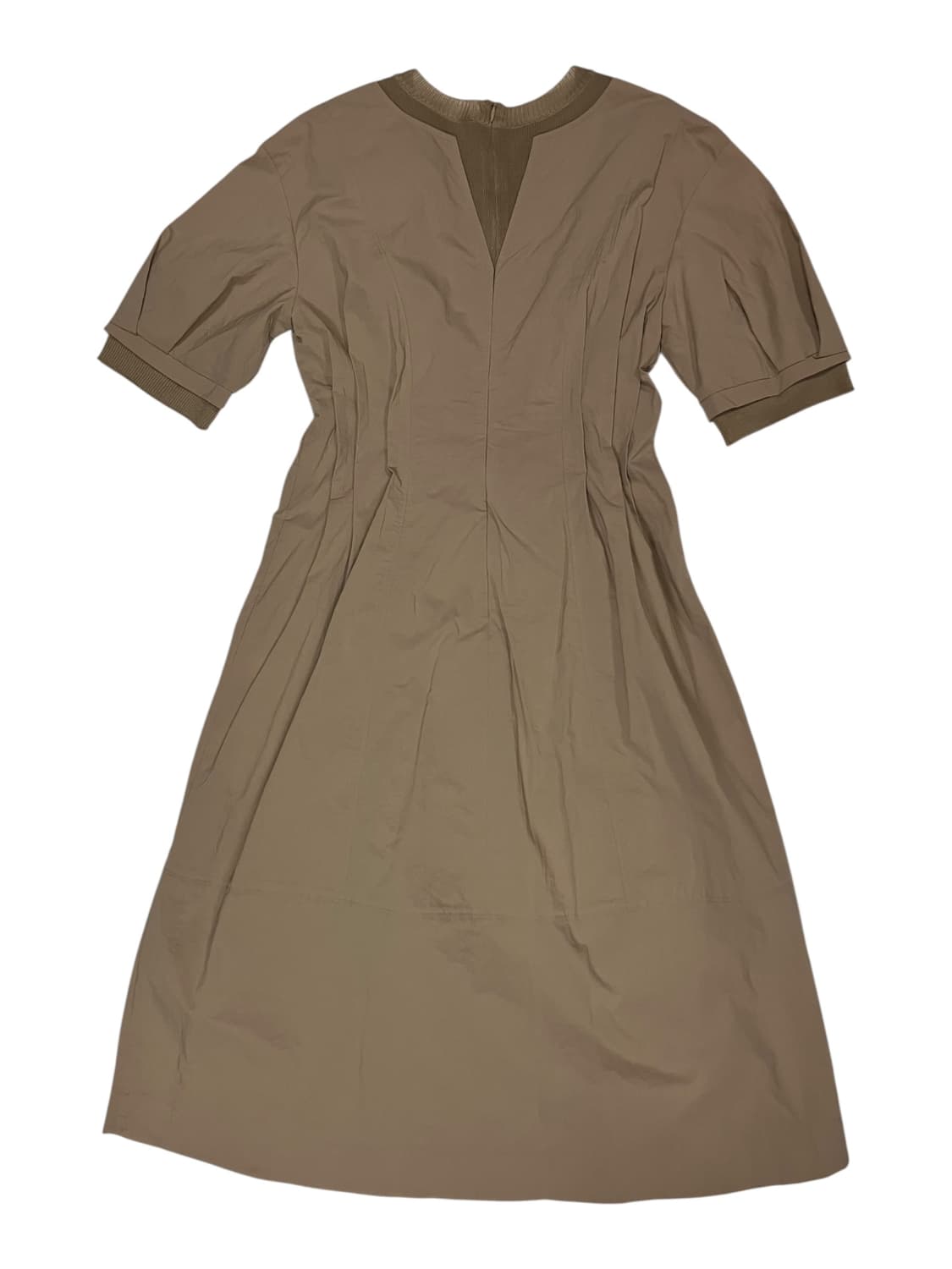 SJ SJ 라이트 브라운 반팔 A라인 플레어 롱 원피스 S 상품이미지3