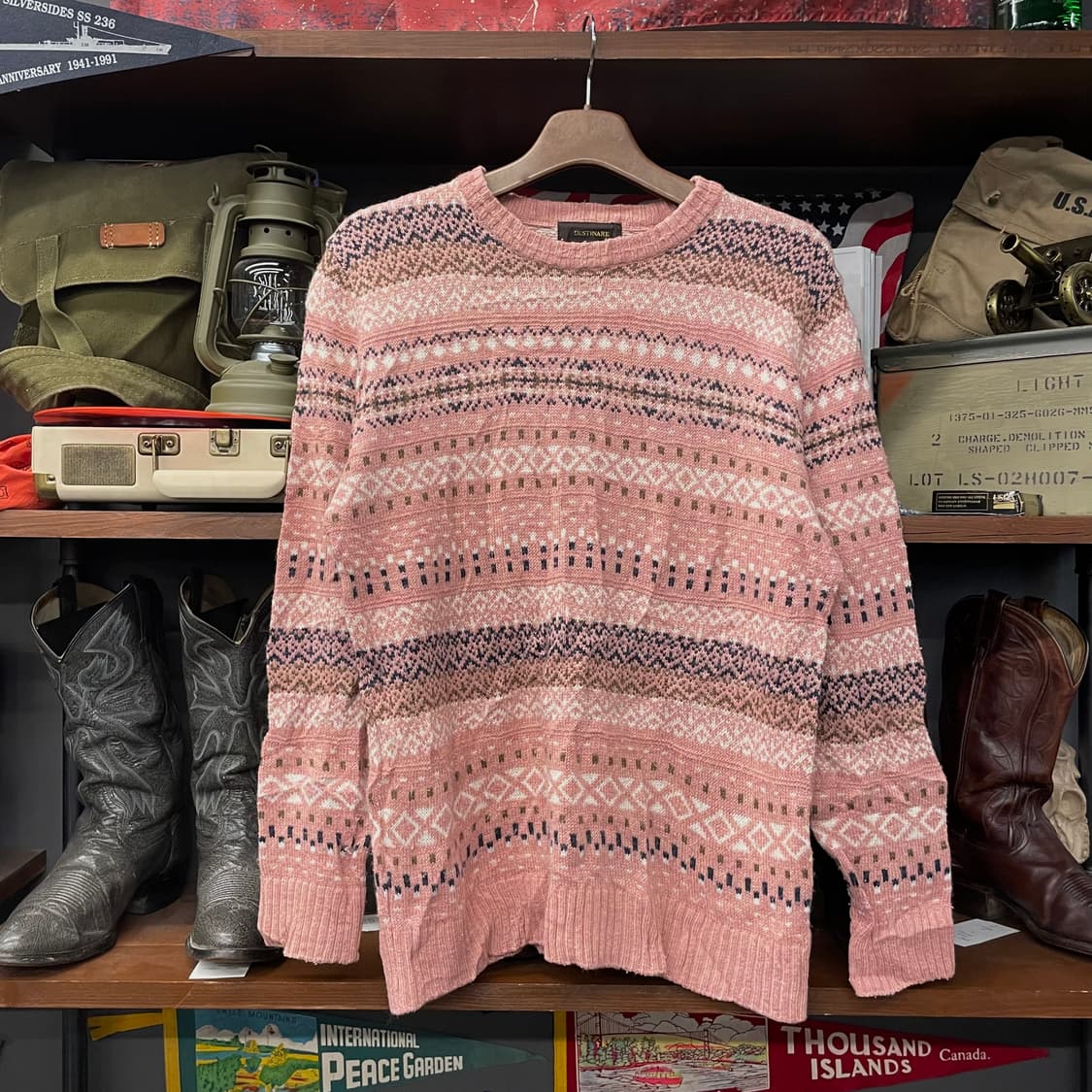 90s 빈티지 노르딕 페어 아일 패턴 울 니트 스웨터 상품이미지1