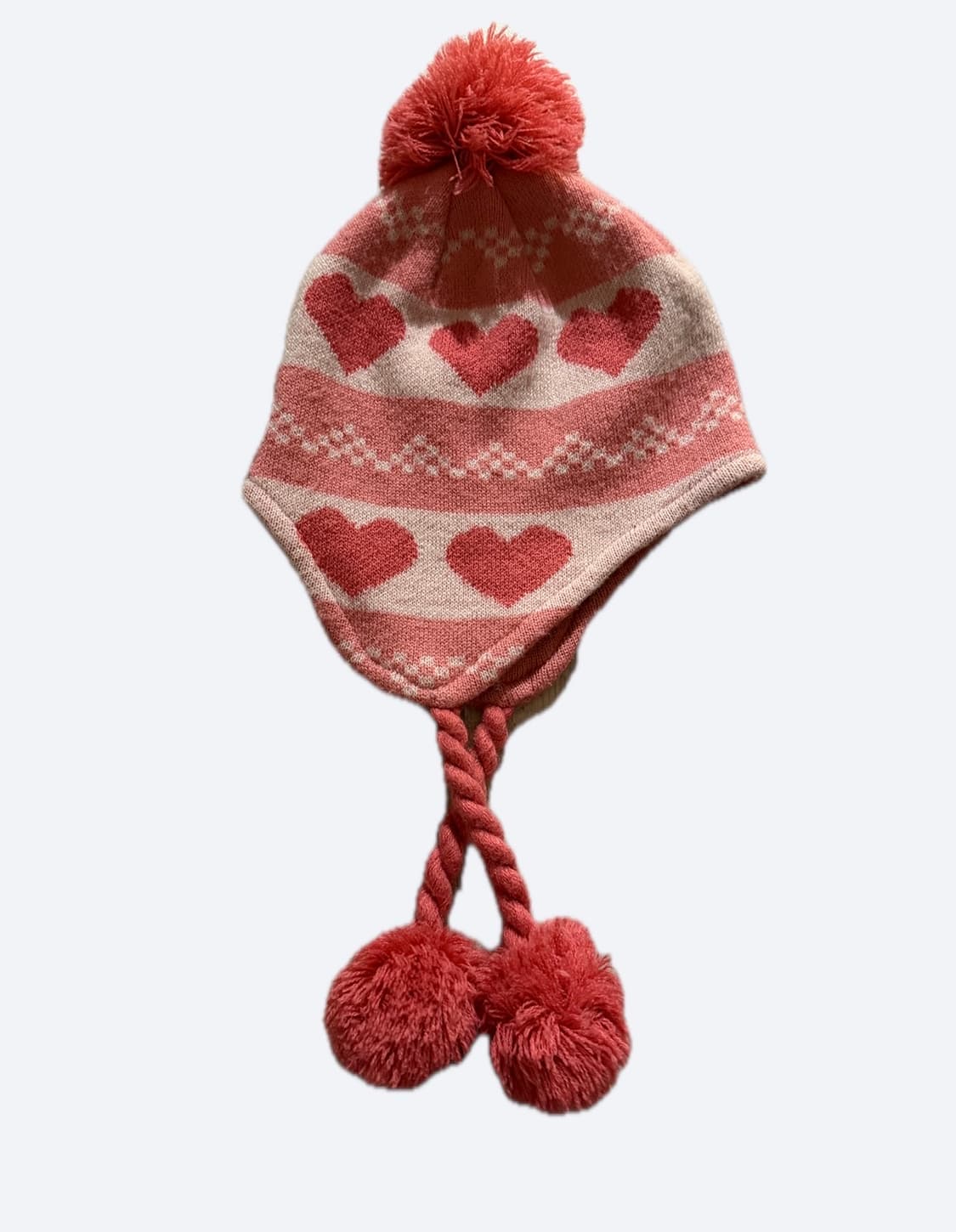 산리오 일본 정품) 헬로키티 하트 폼폼 귀도리 이어플랩 비니 모자 상품이미지2