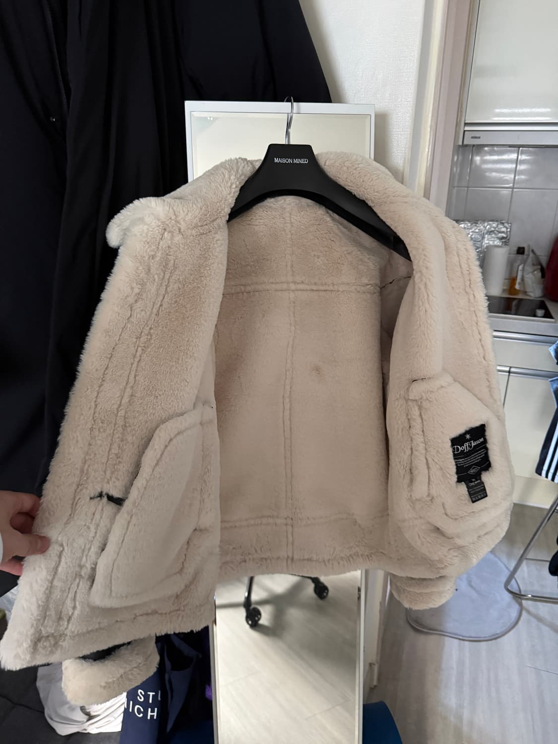 도프제이슨 하이넥 레더 무톤 자켓 BLACK L 상품이미지4