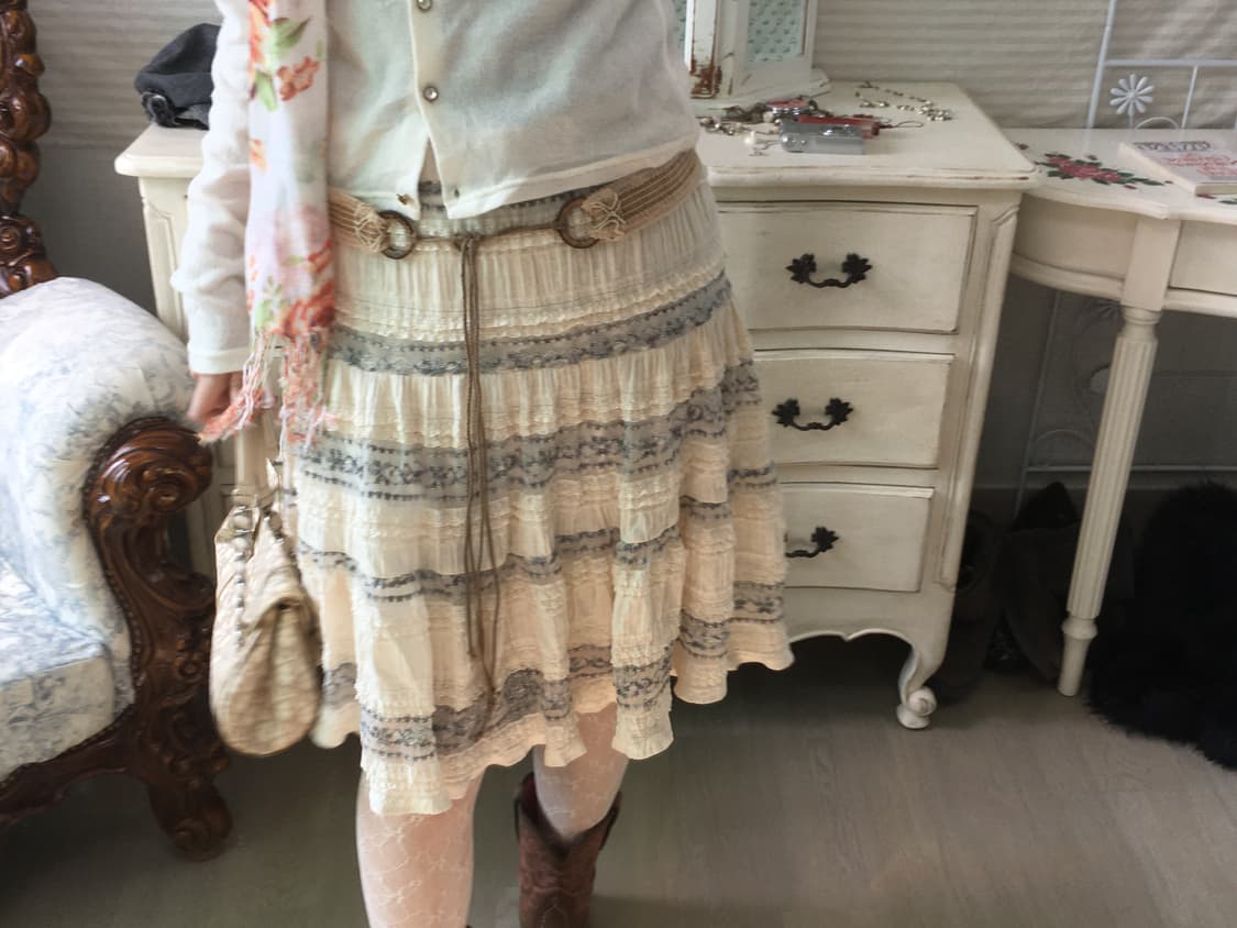 jpn vintage fairy lace cancan midi skirt 상품이미지4