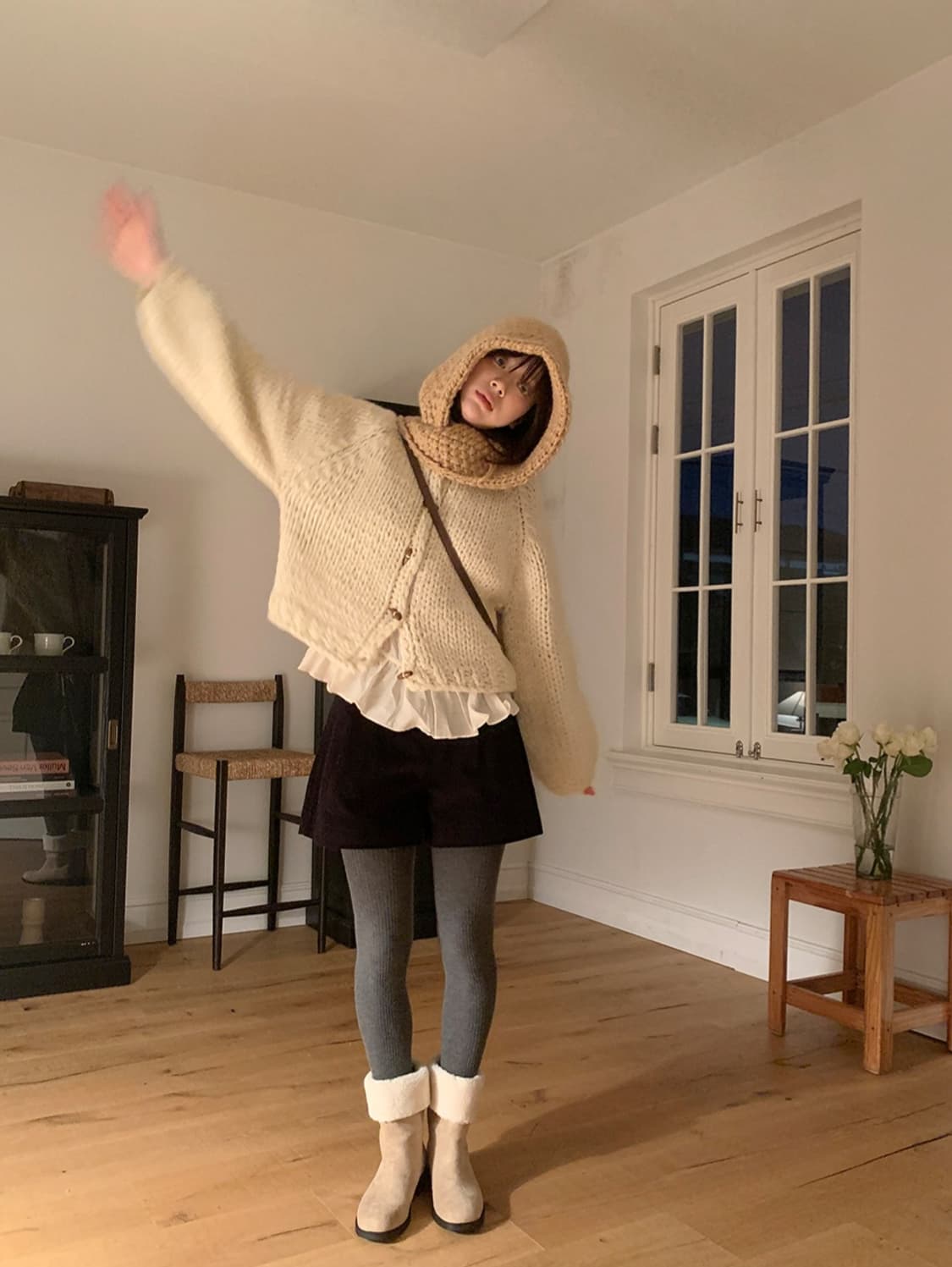 [새상품] 아이보리 핸드메이드 니트 가디건 스웨터 상품이미지5