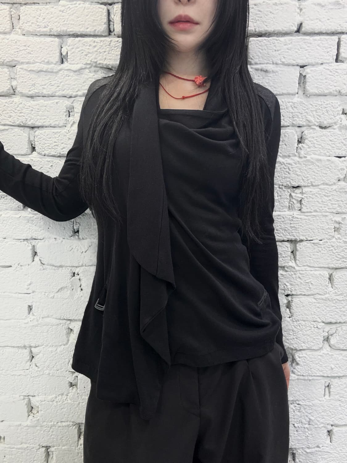 Asymmetric Drape Wrap Cardigan 상품이미지1