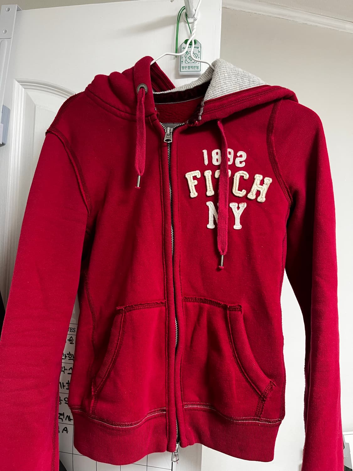 (급처 네고 가능)아베크롬비 레드 후드집업 상품이미지1