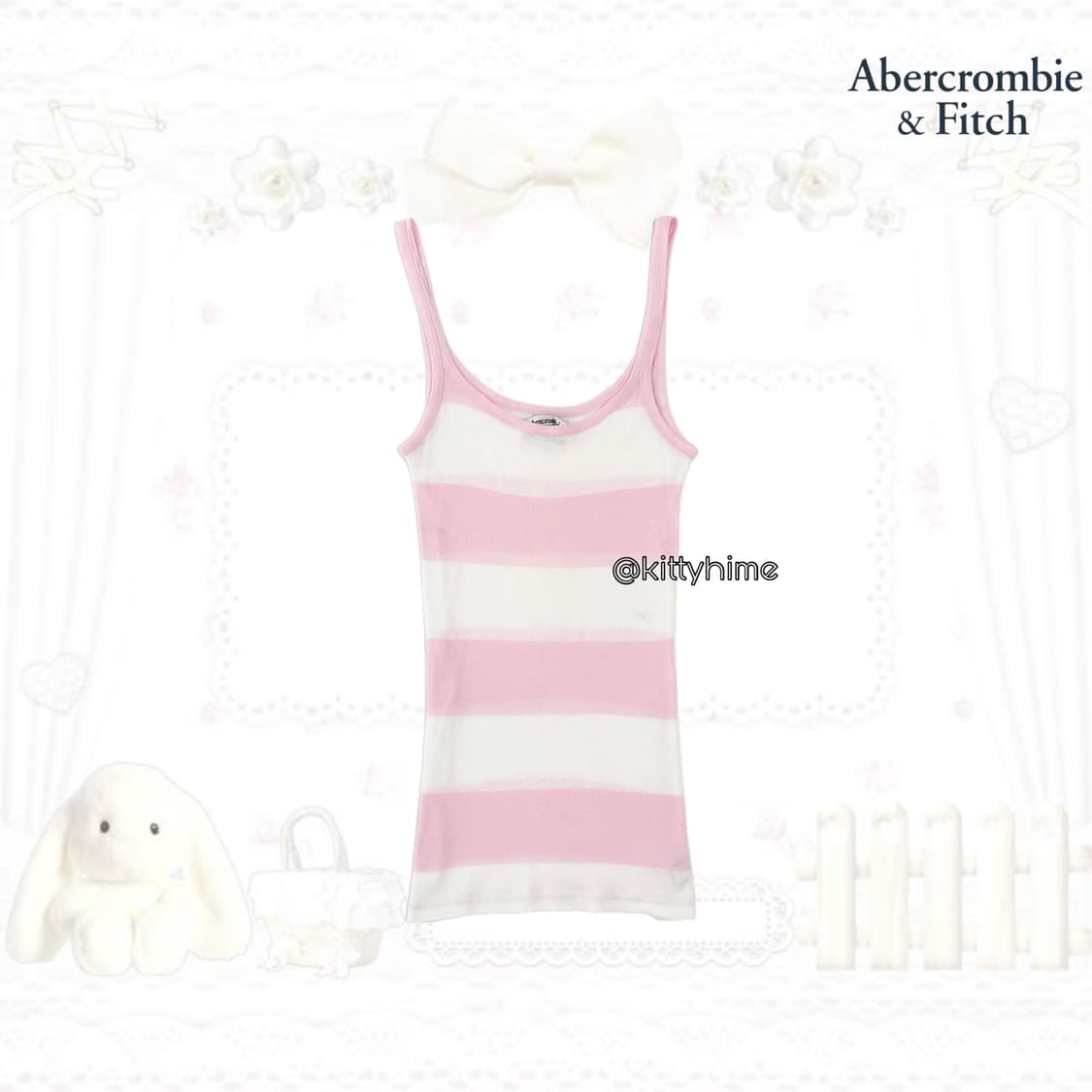 Abercrombie 아베크롬비 핑크 스트라이프 슬리브리스 아베슬리브리스 상품이미지1