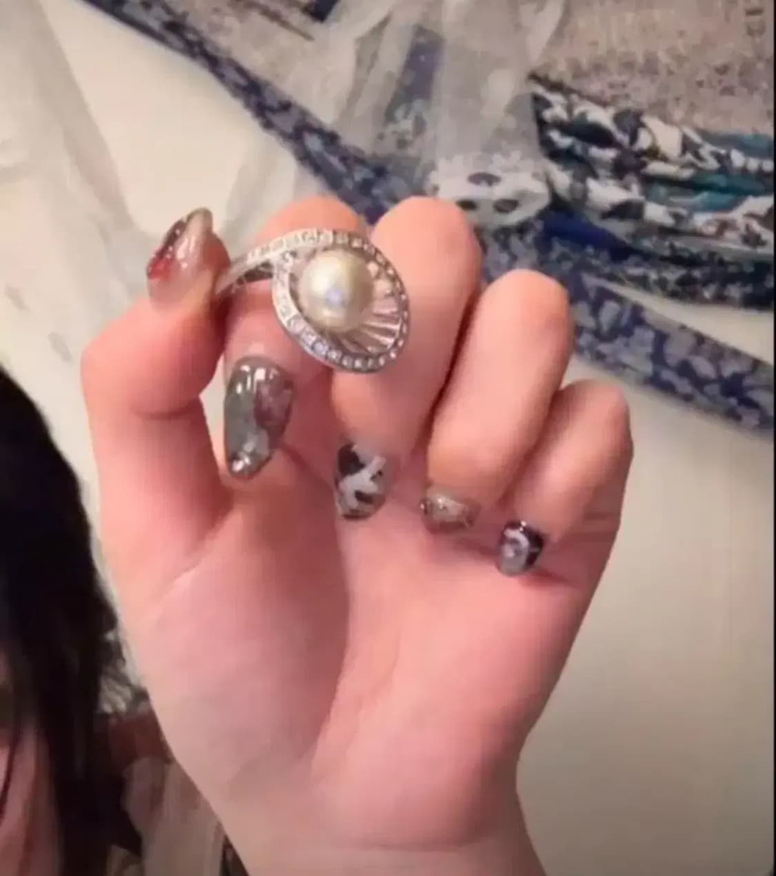 레테빈티지 진주 큐빅 반지 상품이미지1