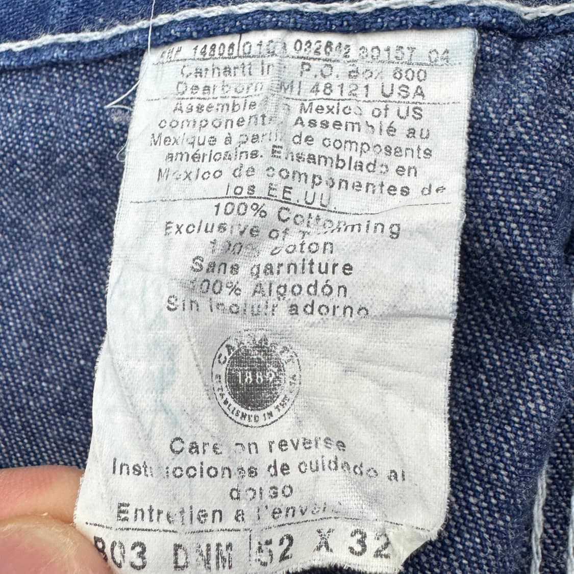 칼하트 빅사이즈 카펜터 스티치 워크 와이드 데님팬츠 상품이미지7