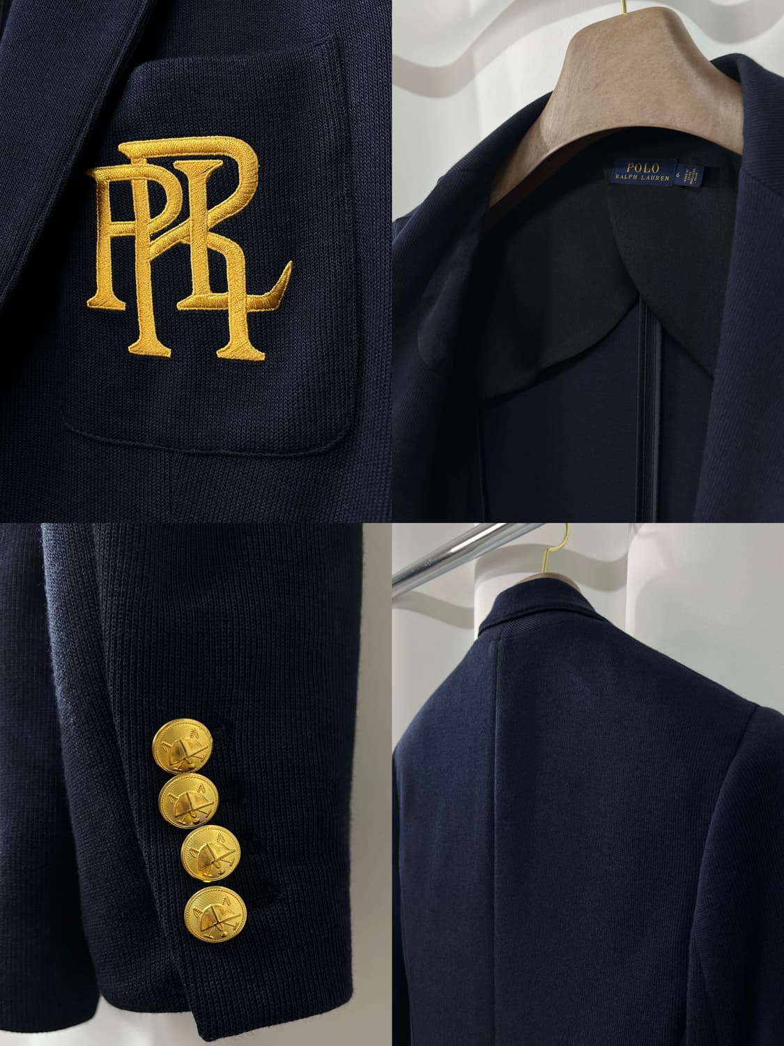 여성 폴로 랄프로렌 RL67라펠 금장 2버튼 코튼 블레이저 자켓 상품이미지6