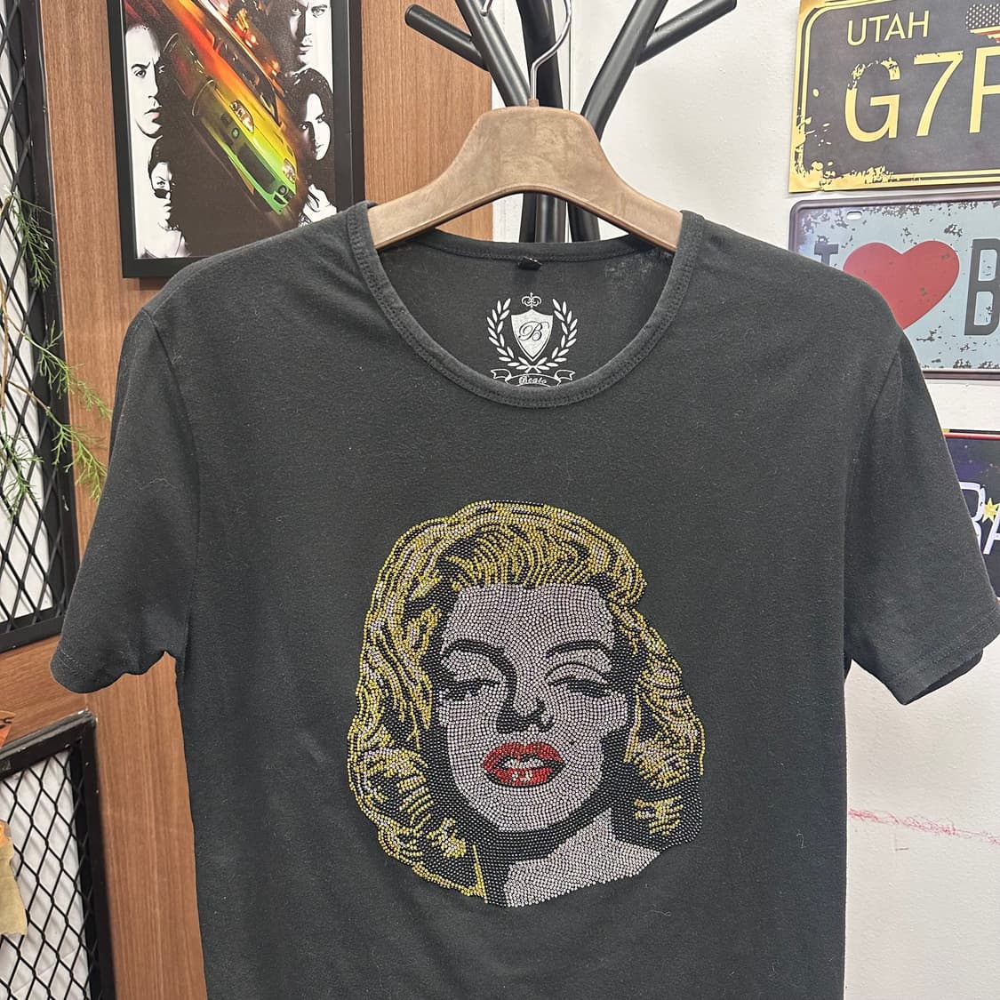 Marilyn Monroe Crystal Detail Black T-Sh 상품이미지3