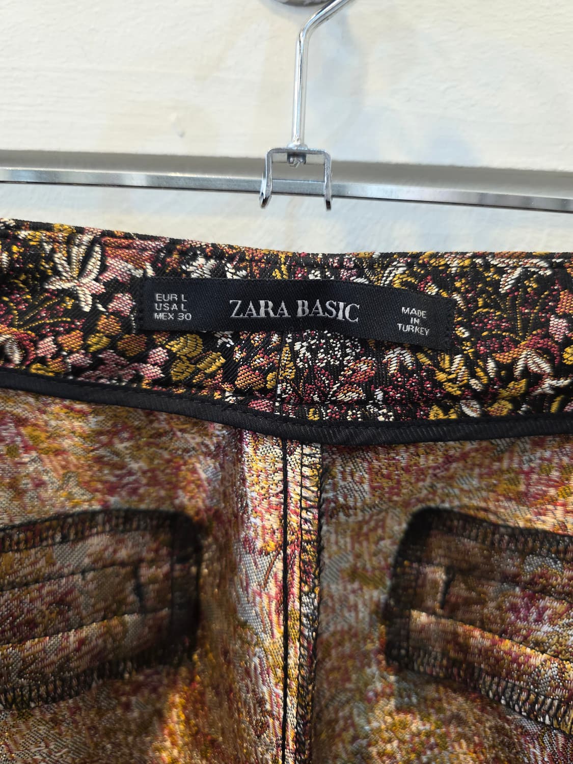 자라 메탈릭 플로럴 자가드 여성 바지 상품이미지5