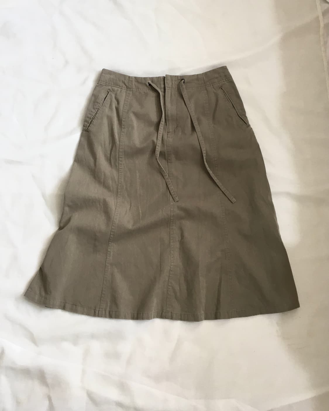 khaki cotton midi skirt 상품이미지1