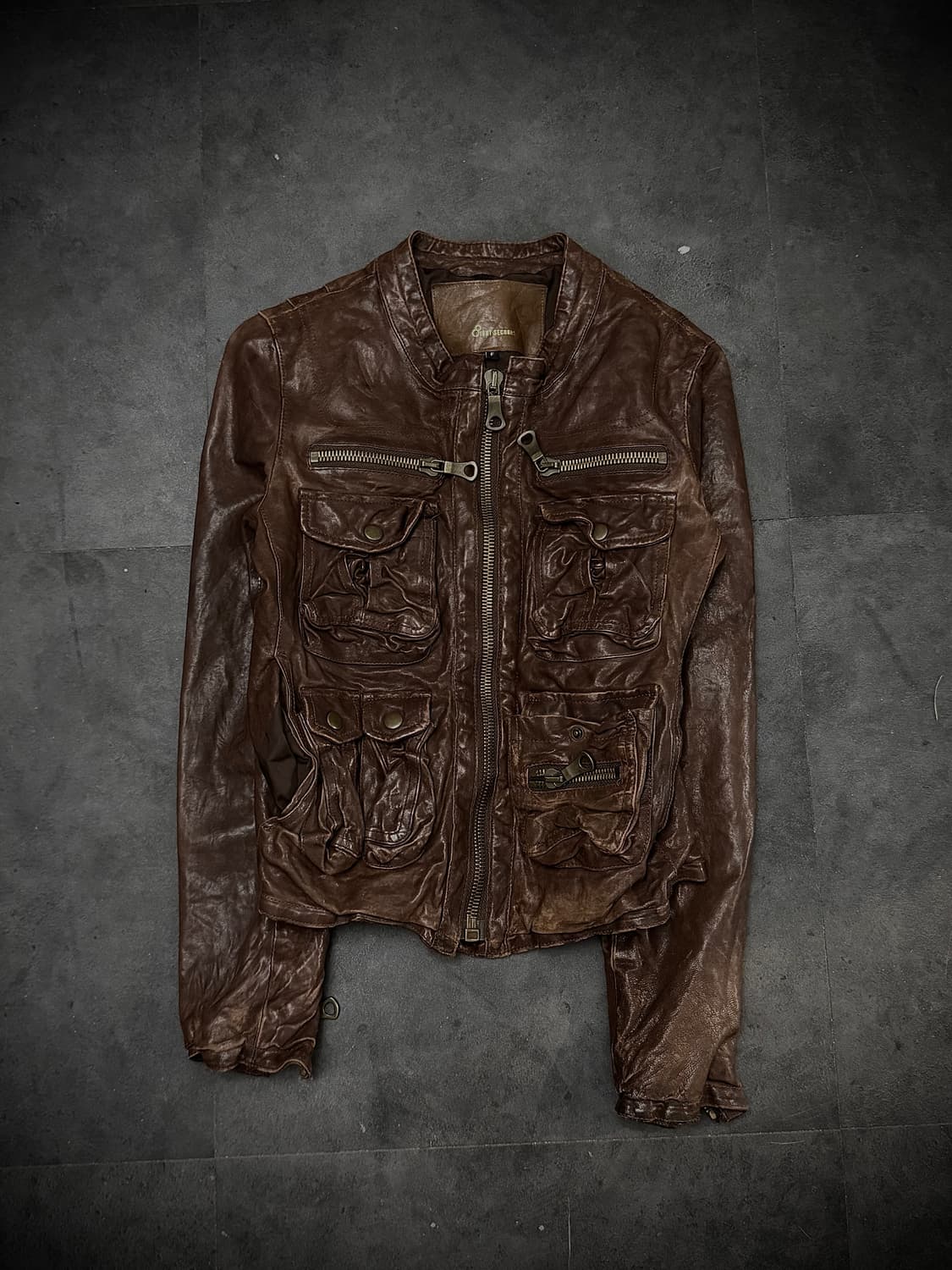 Pocket detail real leather jacket 상품이미지1