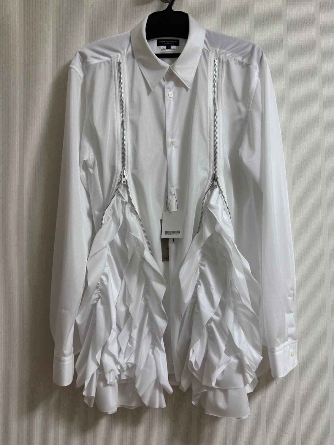 (새상품)26ss 꼼데가르송 옴므플러스 프릴 zip 셔츠 xl 상품이미지2