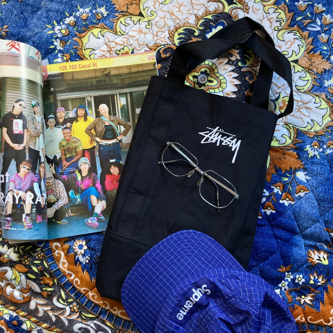 Stussy 스투시 자수로고 블랙 에코백 가방 상품이미지1