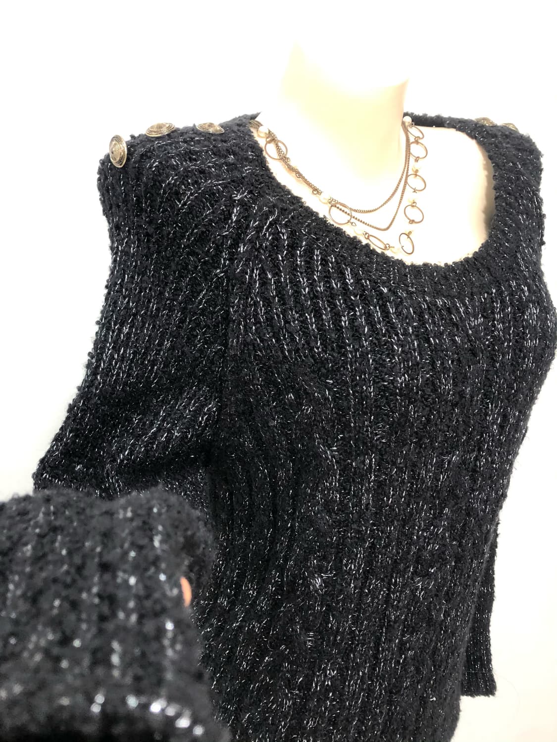 gold button point glitter knit top 상품이미지3