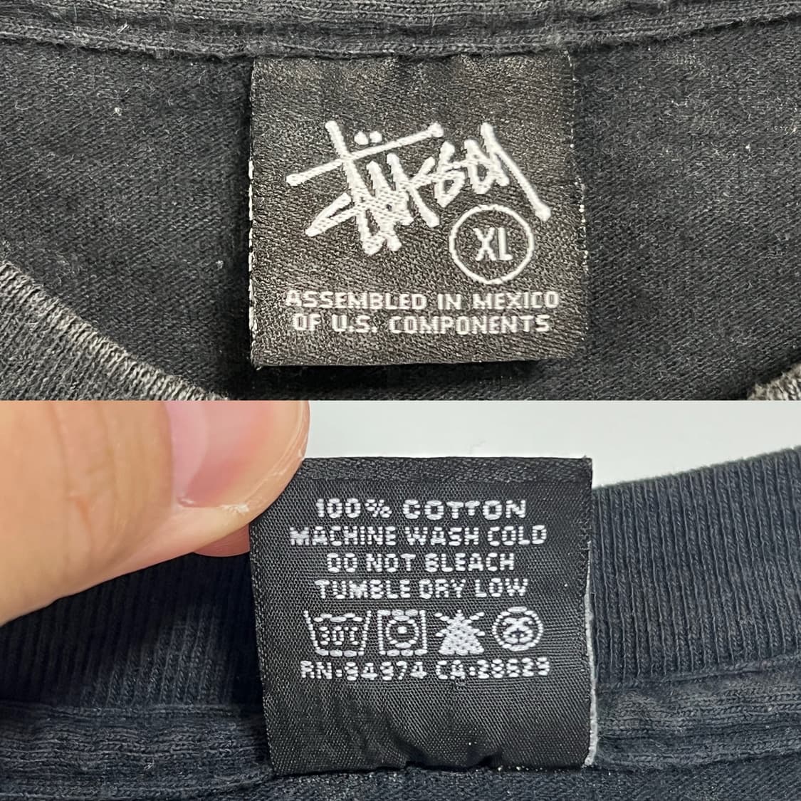 스투시 x 언디핏 커스텀메이드 스컬 크로스본 시멘트 티셔츠 블랙 상품이미지7