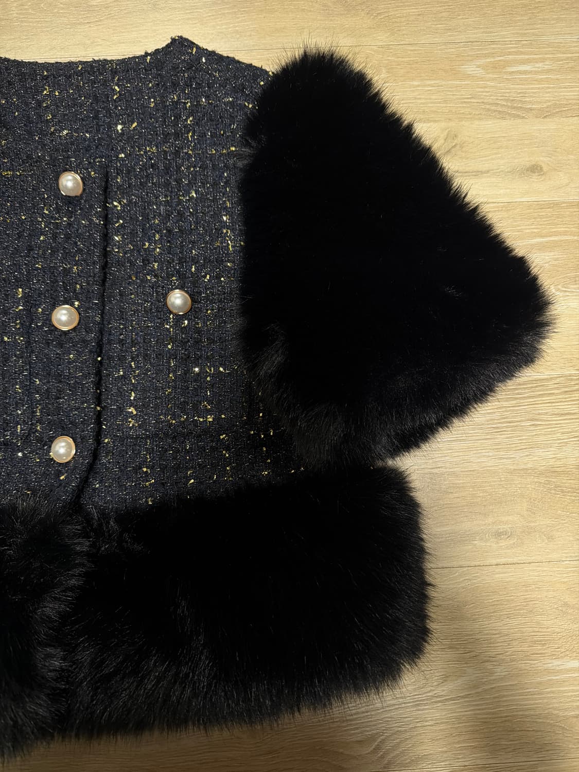 네이비 트위드 퍼 자켓 상품이미지3