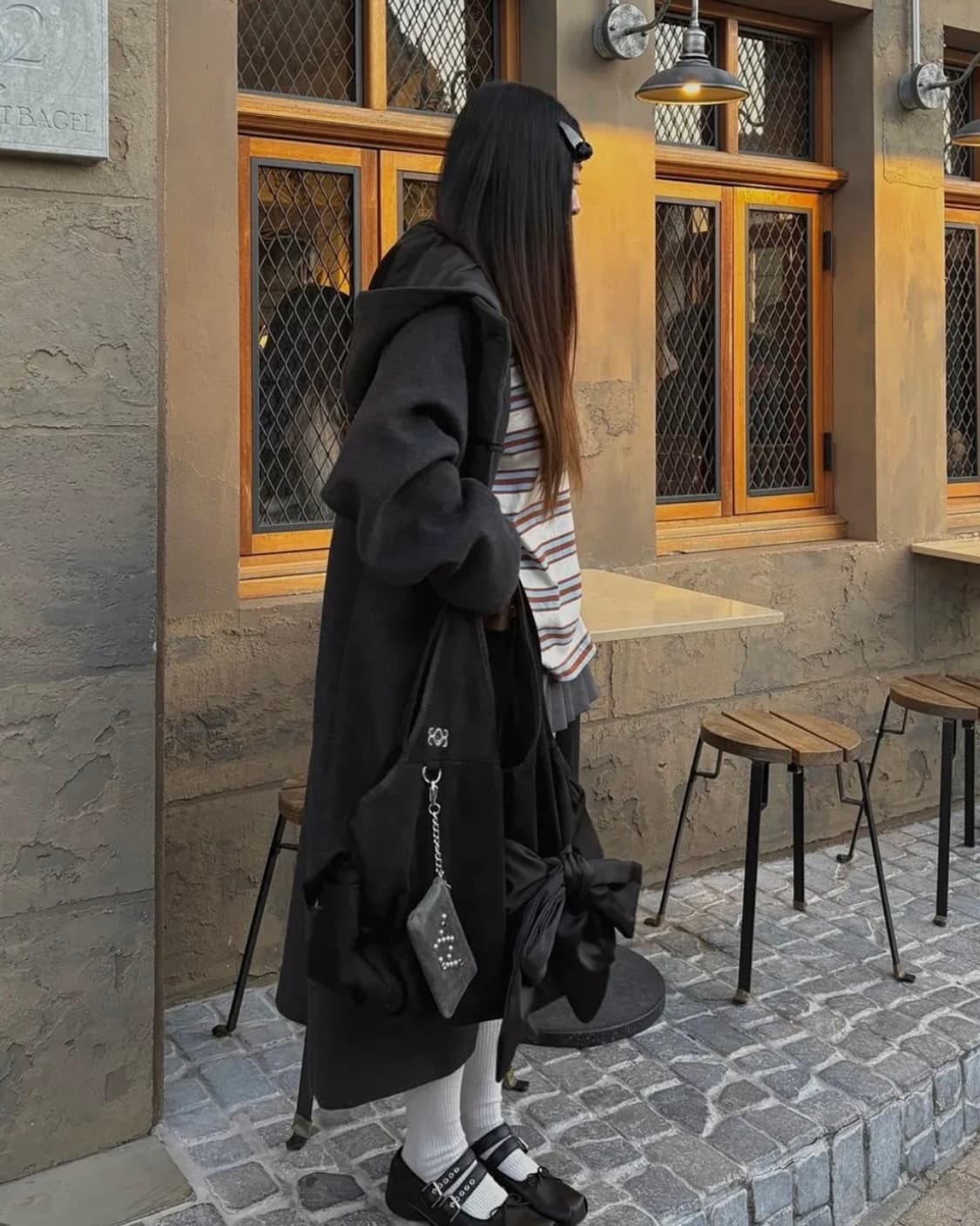 미세키서울 후드 롱 더플 코트 상품이미지4