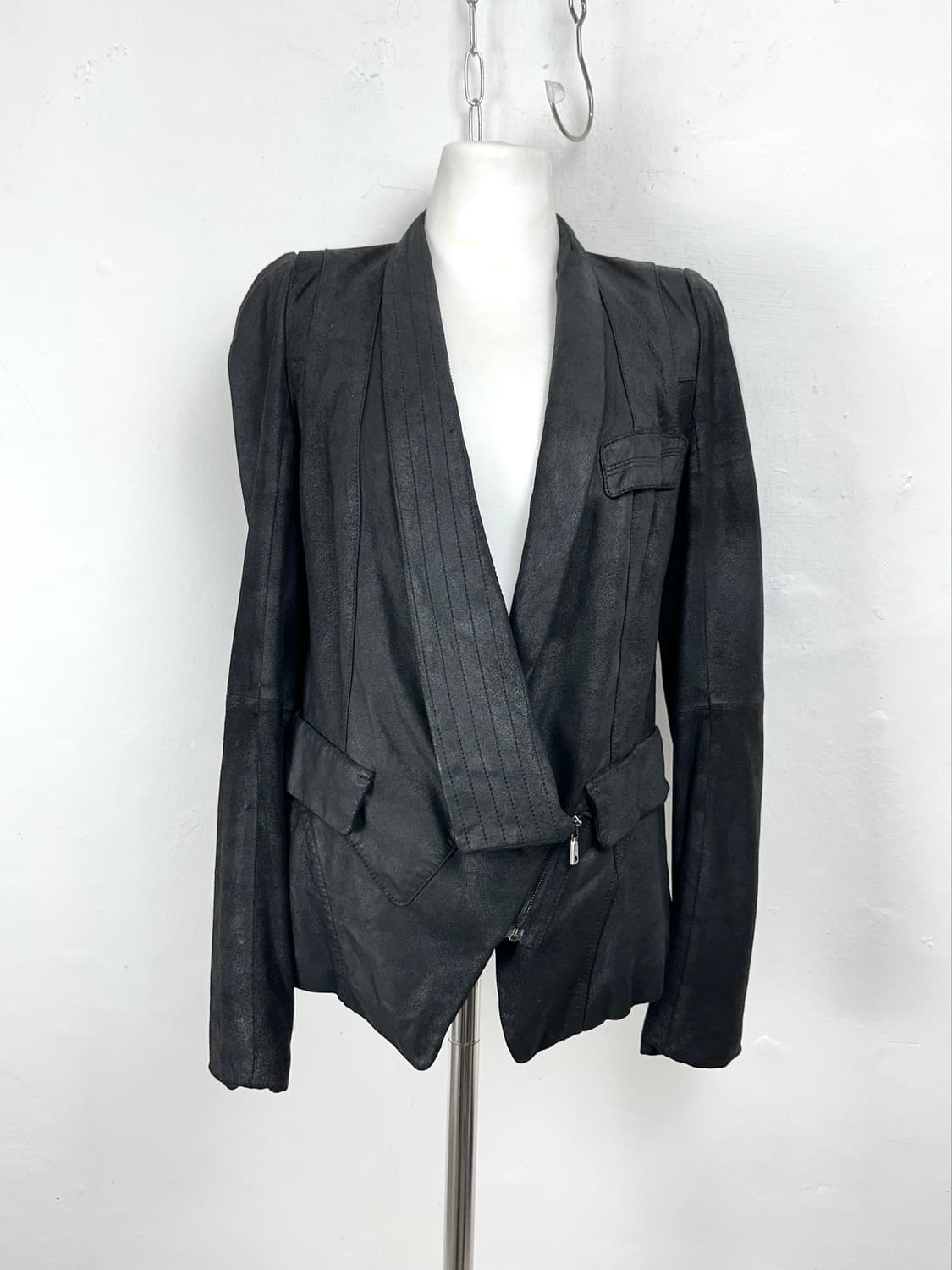 Lambskin Asymmetric Shawl Collar Jacket  상품이미지1