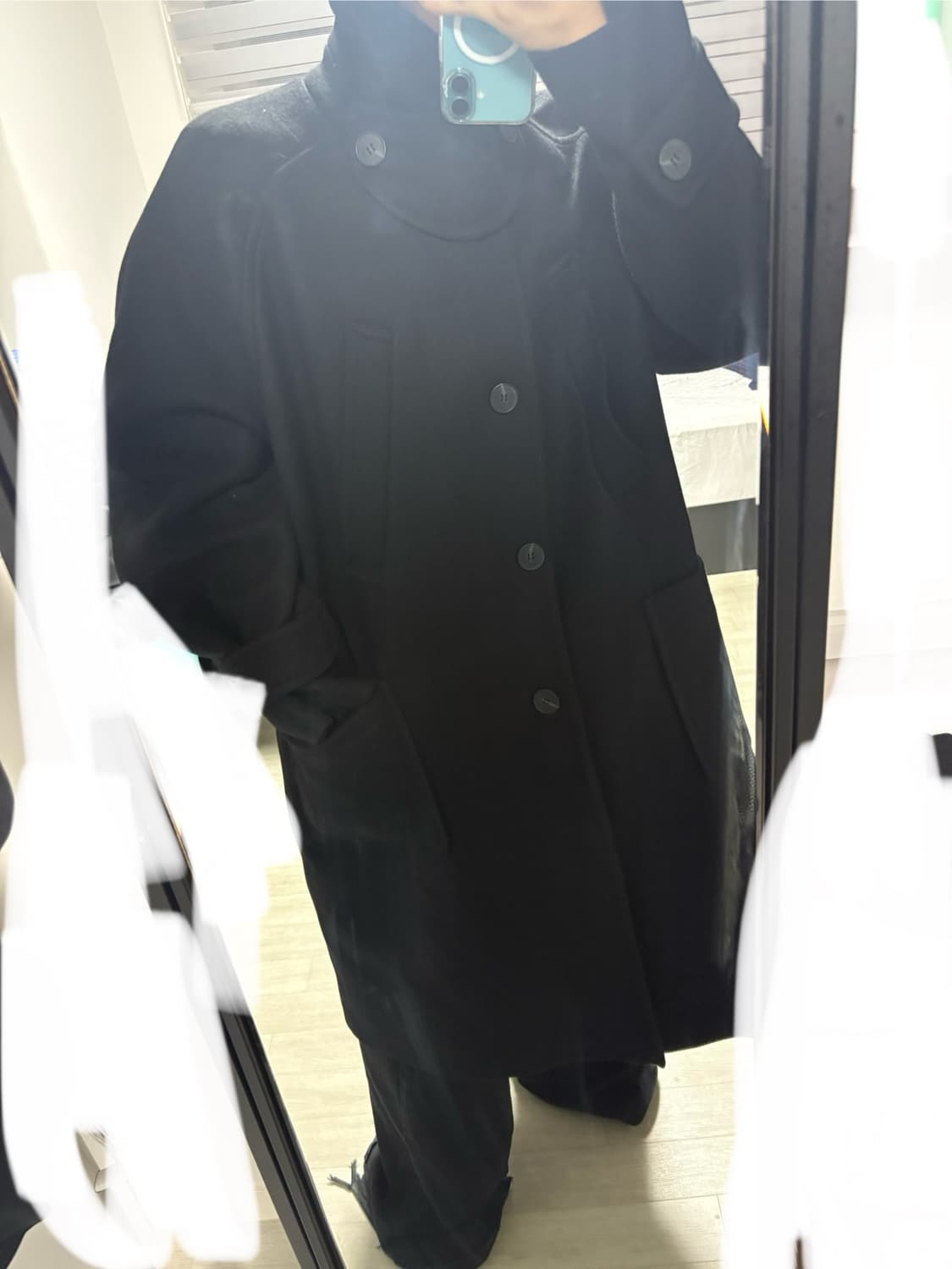 언더마이카 리전.02 발마칸 오버사이즈 울 코트 블랙(0size) 상품이미지3