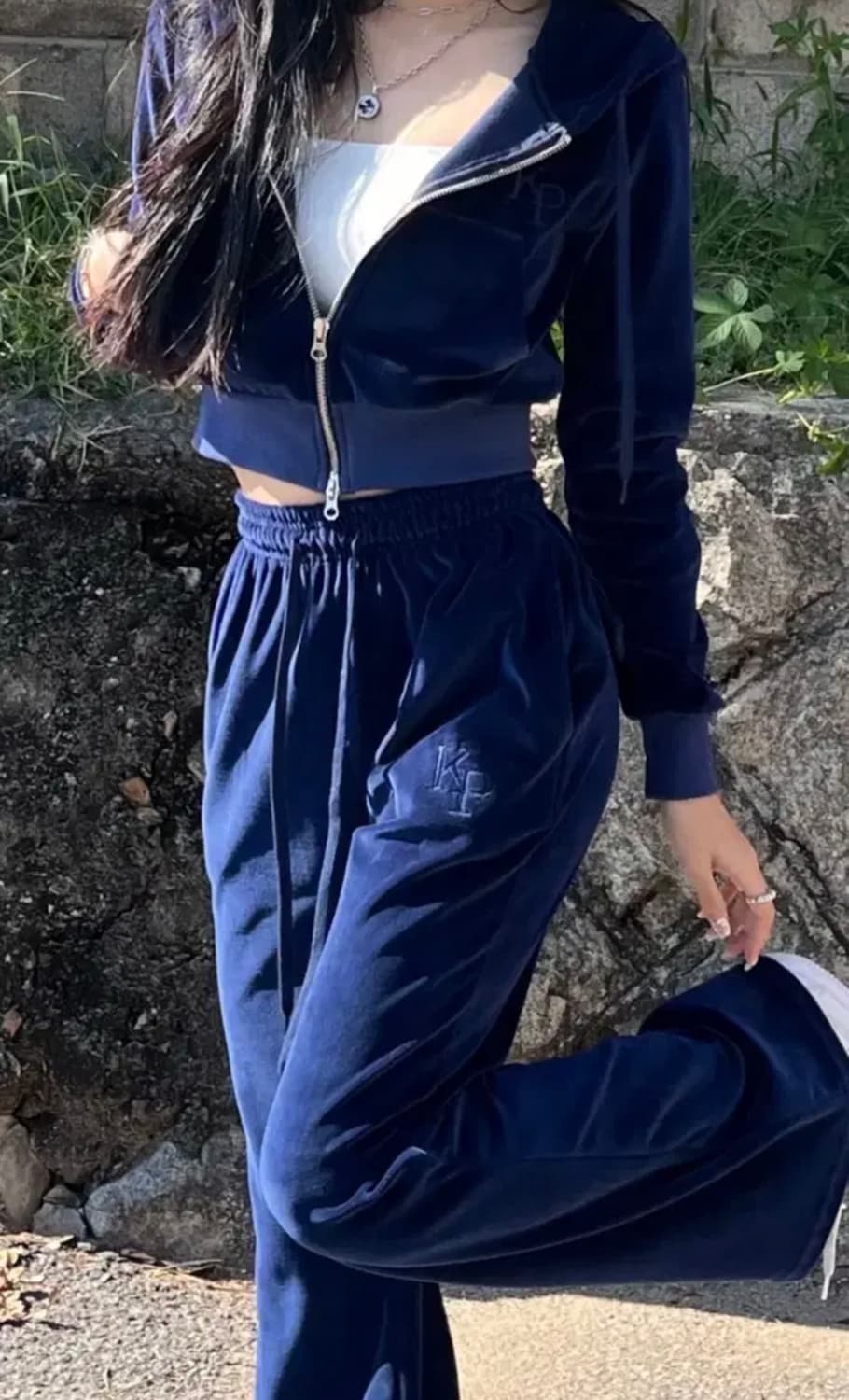 카키포인트 벨벳 트레이닝 셋업 네이비 상품이미지2