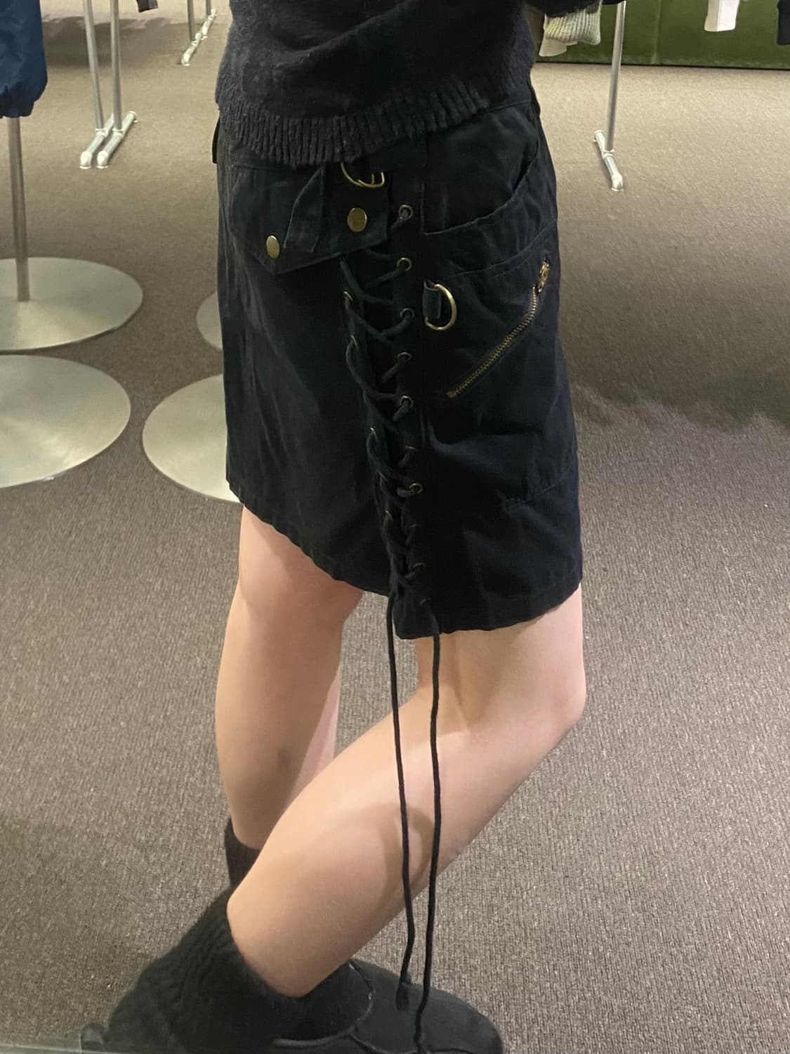 L)colza 빈티지 레이스업 미니 스커트 상품이미지1