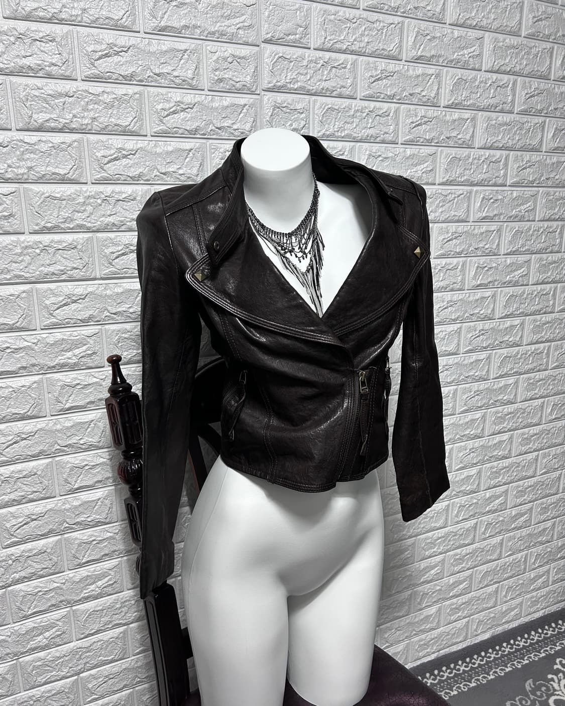 Vov 브라운 스터드 램스킨 자켓 상품이미지1