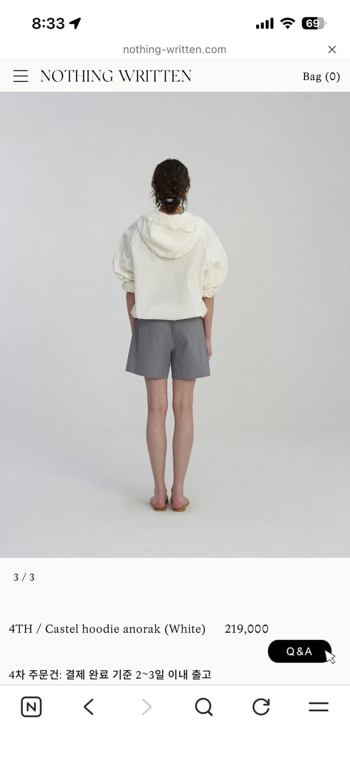 낫띵리튼 Castel hoodie anorak (White) 상품이미지3