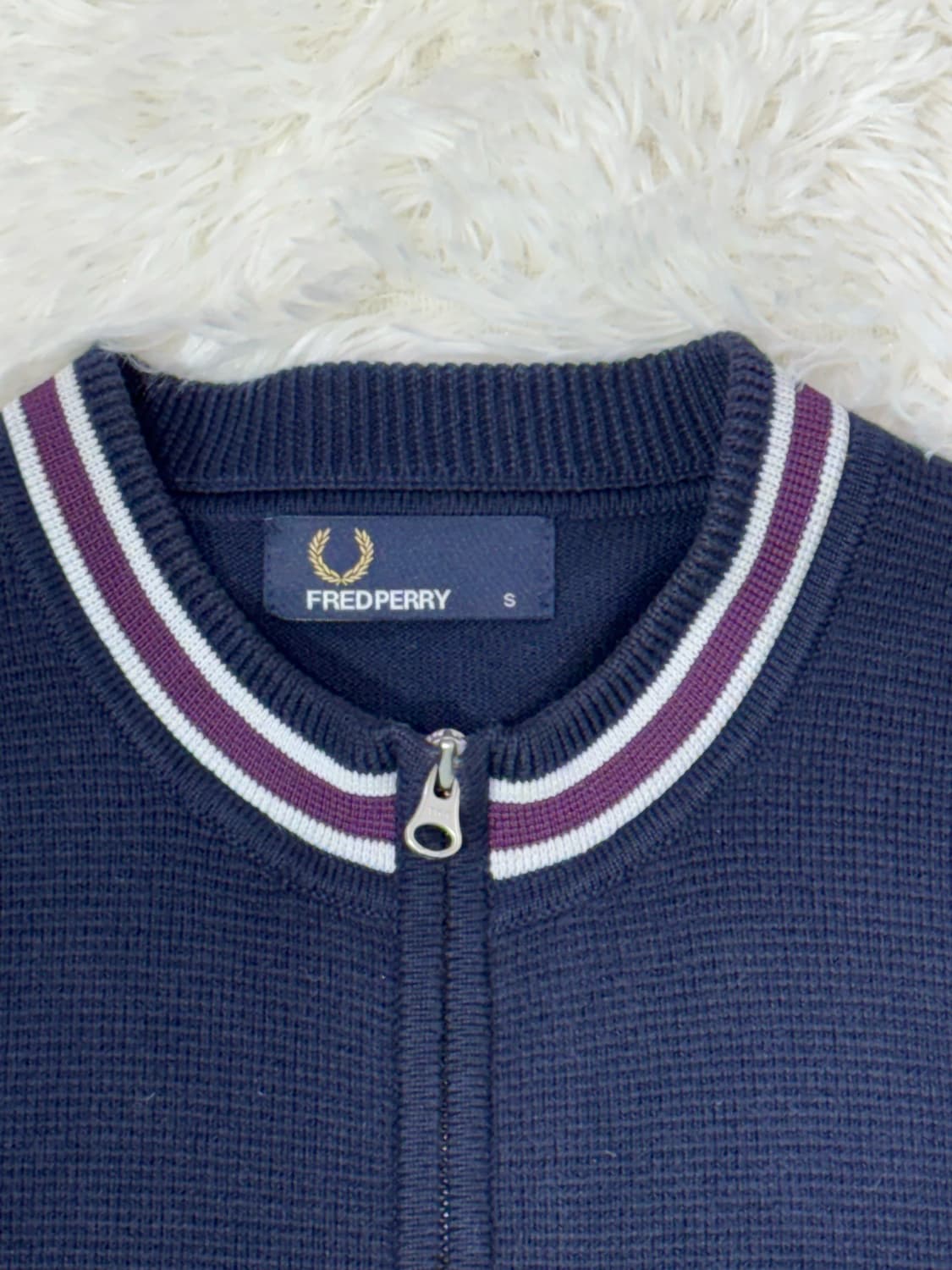 프레드페리 네이비 스몰로고 니트집업 상품이미지7