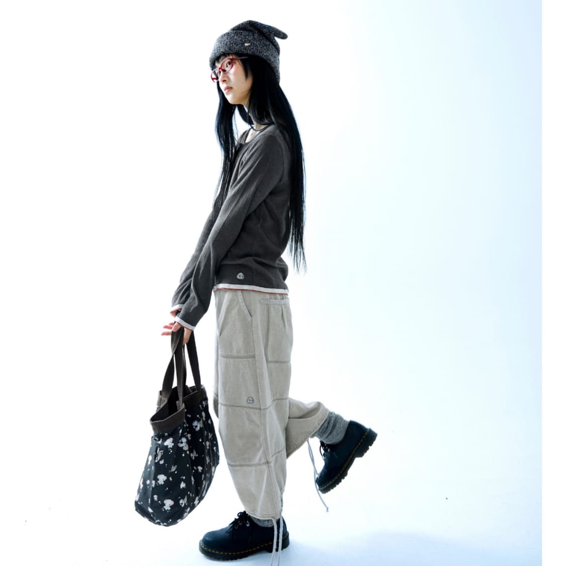 코이세이오 아일렛 레이스 롱슬리브 애쉬브라운 긴팔 티셔츠 상품이미지7