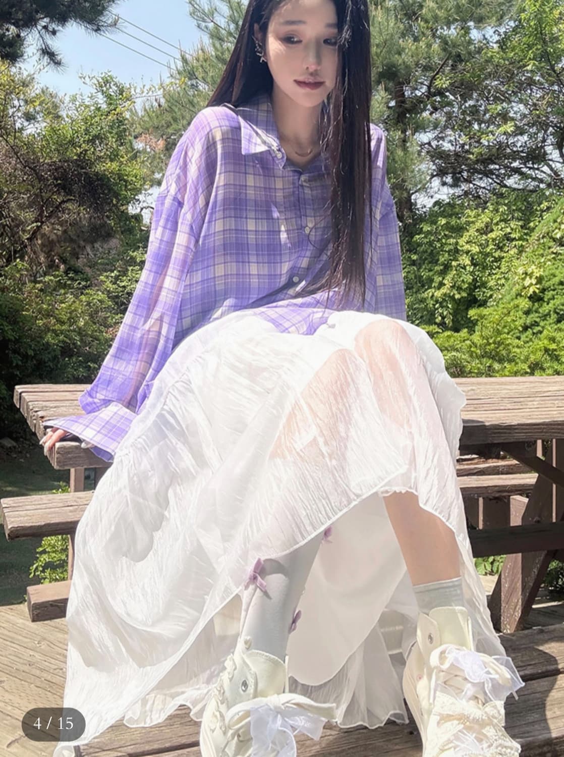 팩더널드 문릿 글로우 롱 스커트 화이트 상품이미지2